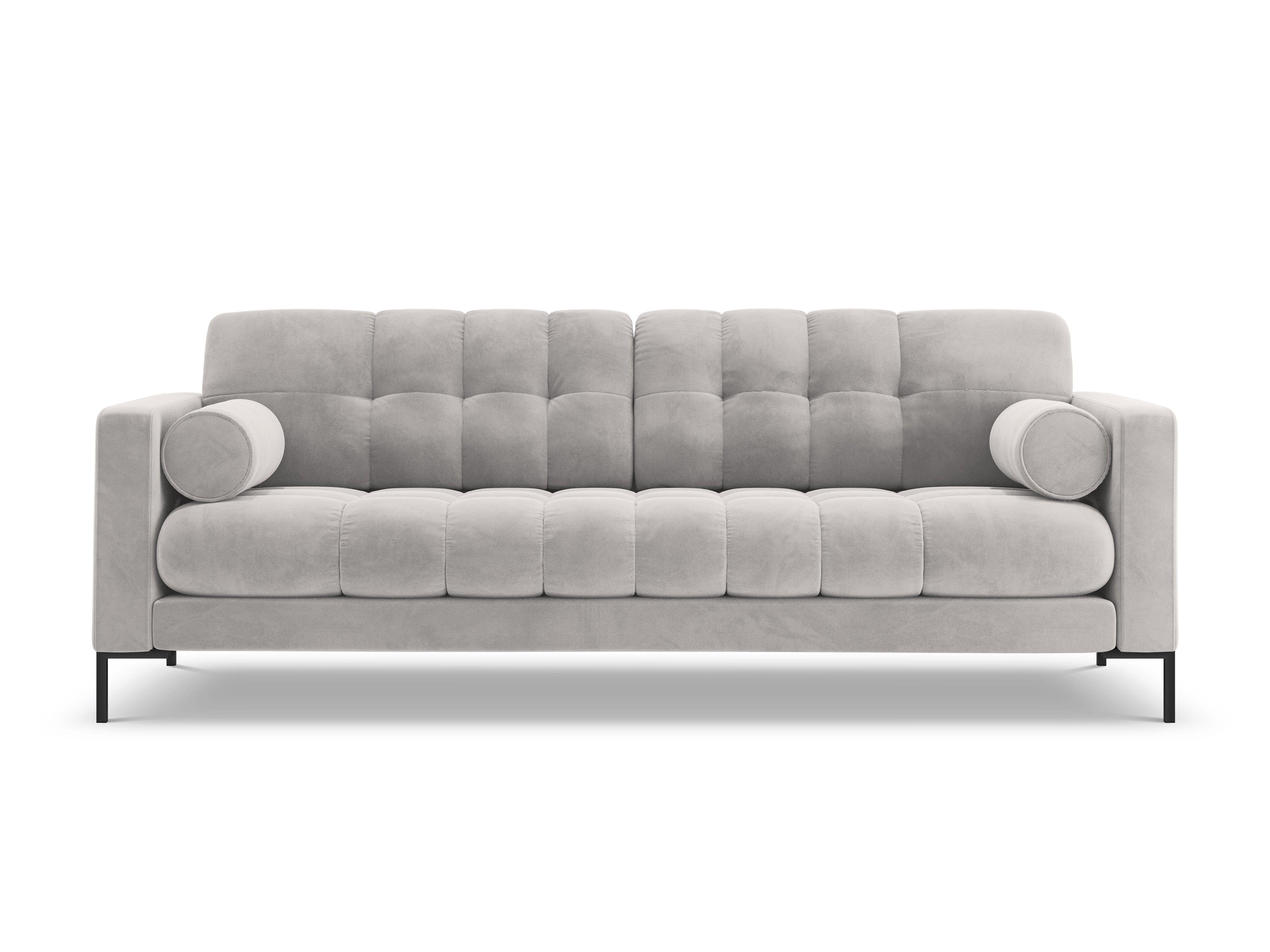 Sofa aksamitna 4-osobowa BALI srebrny z czarną podstawą Cosmopolitan Design Eye on Design