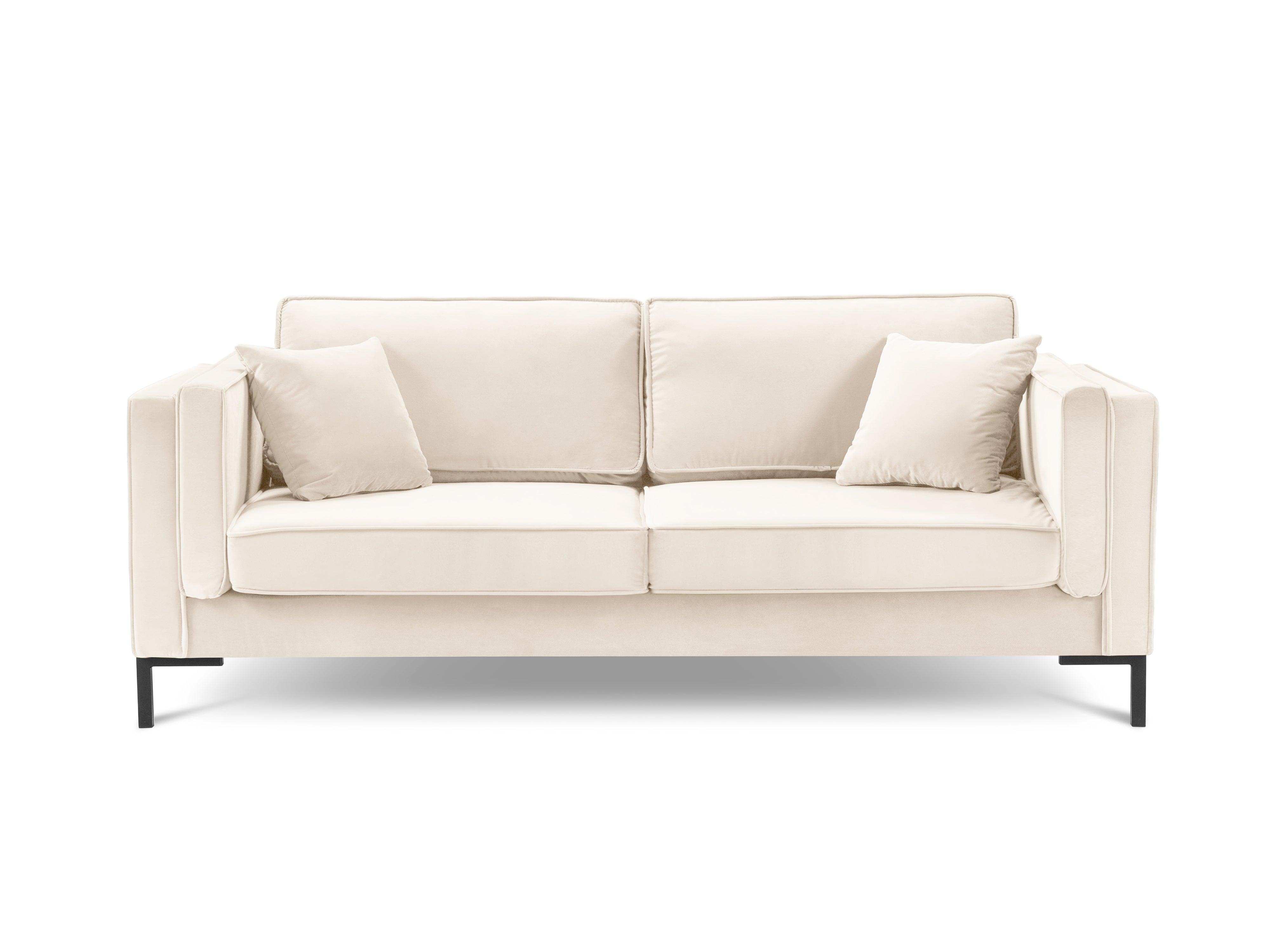Sofa aksamitna 4-osobowa LUIS beżowy z czarną podstawą Milo Casa Eye on Design