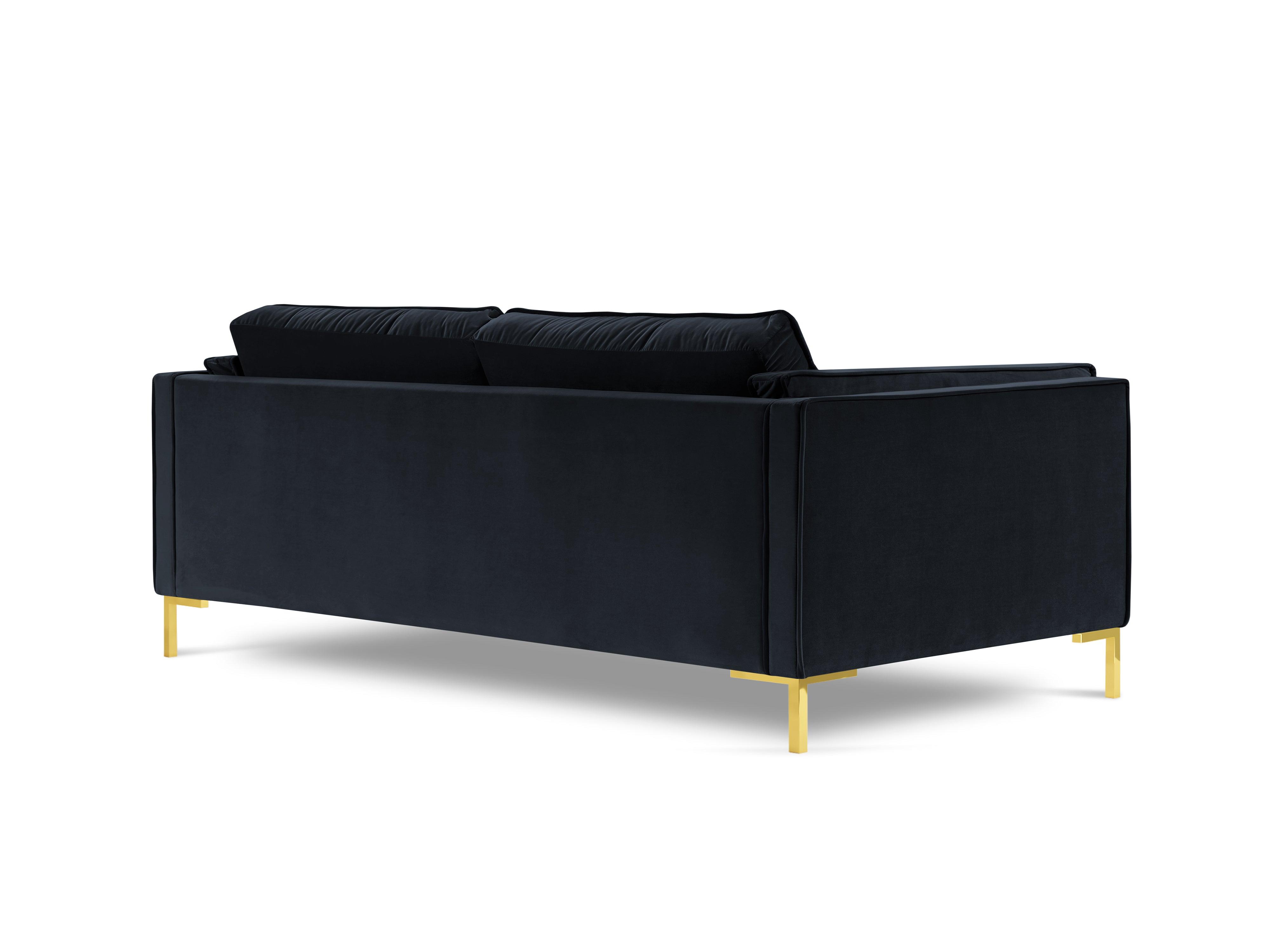 Sofa aksamitna 4-osobowa LUIS ciemnoniebieski ze złotą podstawą Milo Casa Eye on Design