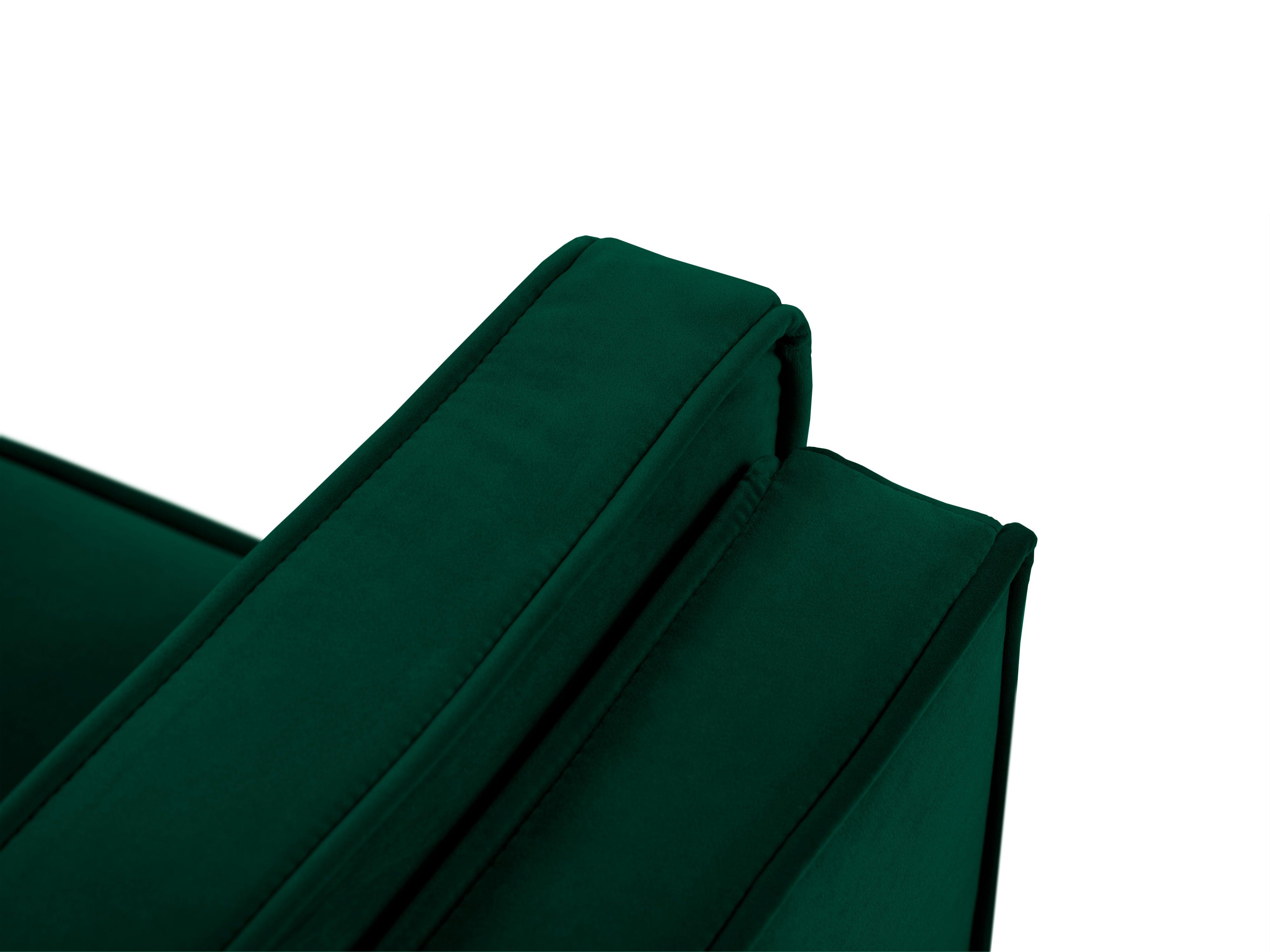 Sofa aksamitna 4-osobowa LUIS zieleń butelkowa ze złotą podstawą Milo Casa Eye on Design