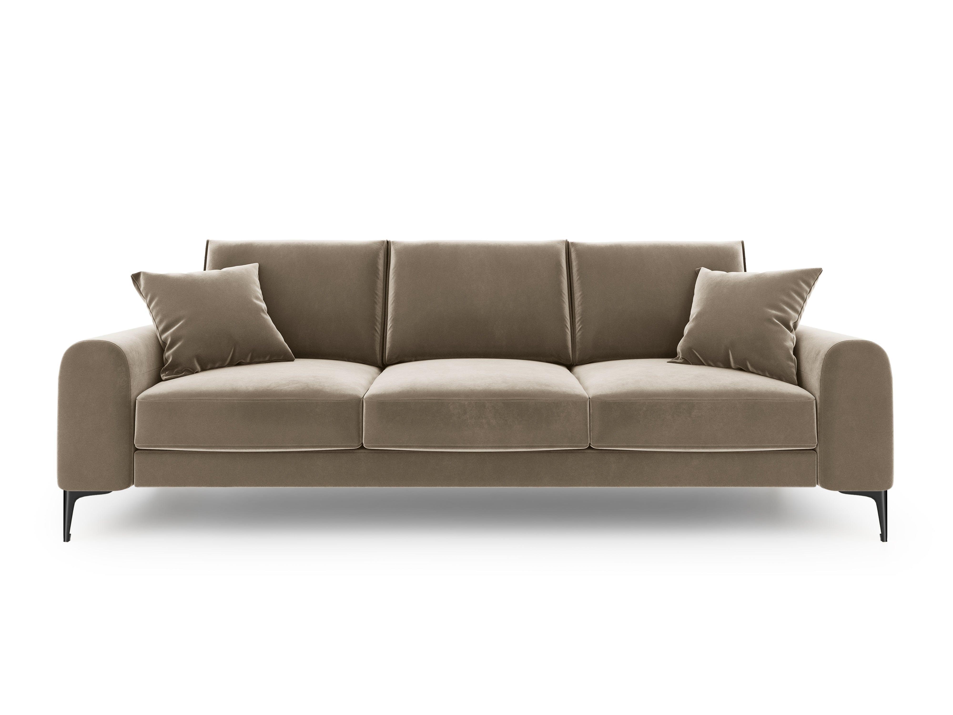 Sofa aksamitna 4-osobowa MADARA cappuccino z czarną podstawą Mazzini Sofas Eye on Design