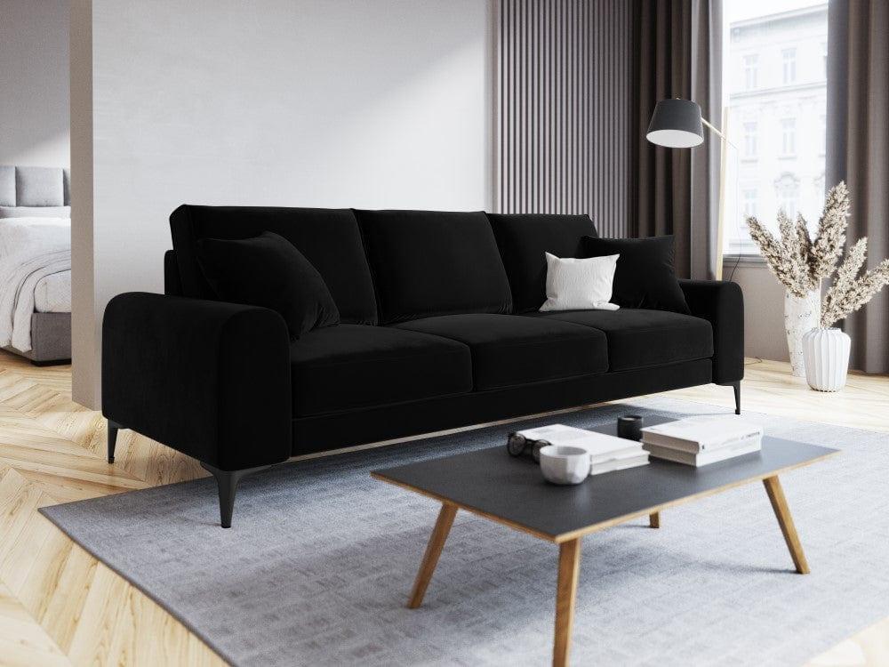 Sofa aksamitna 4-osobowa MADARA czarny z czarną podstawą Mazzini Sofas Eye on Design
