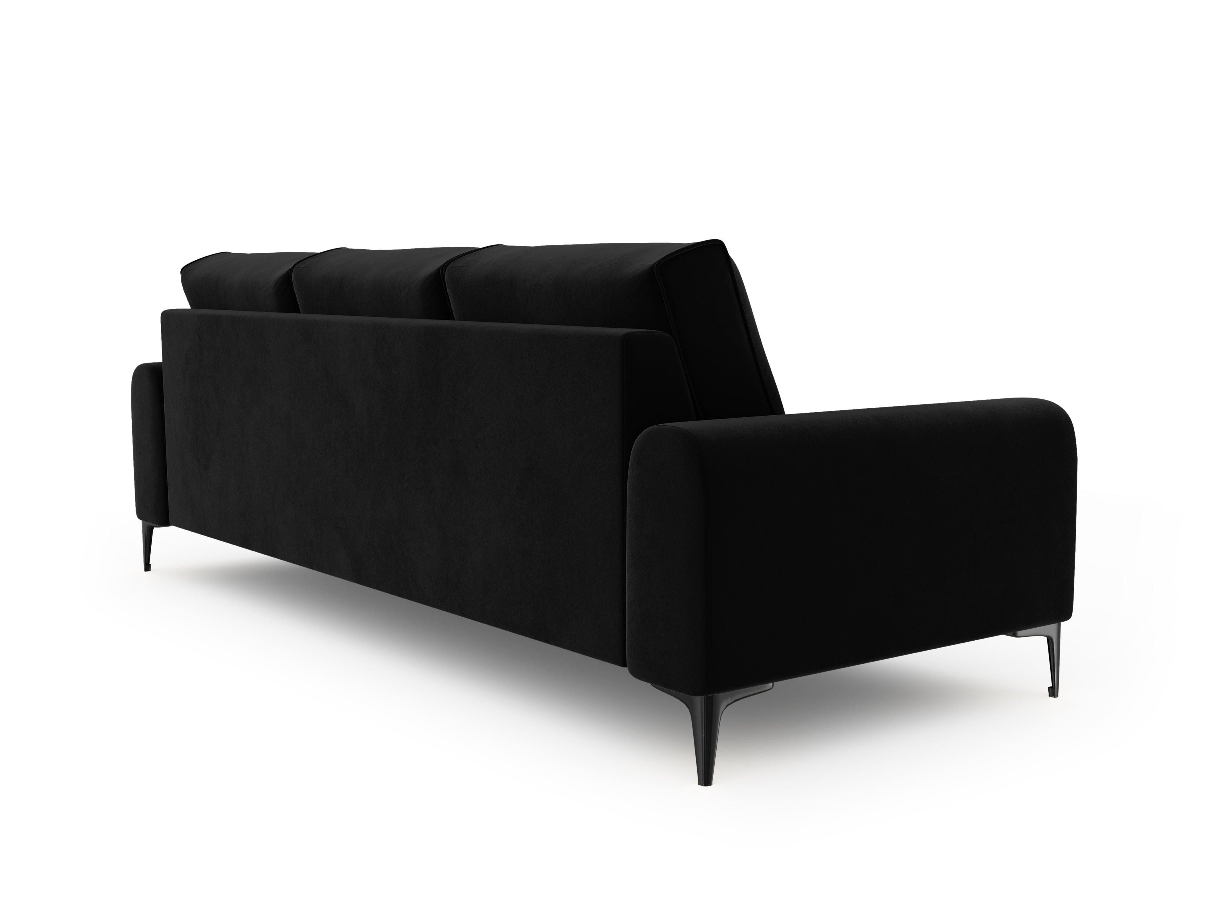 Sofa aksamitna 4-osobowa MADARA czarny z czarną podstawą Mazzini Sofas Eye on Design