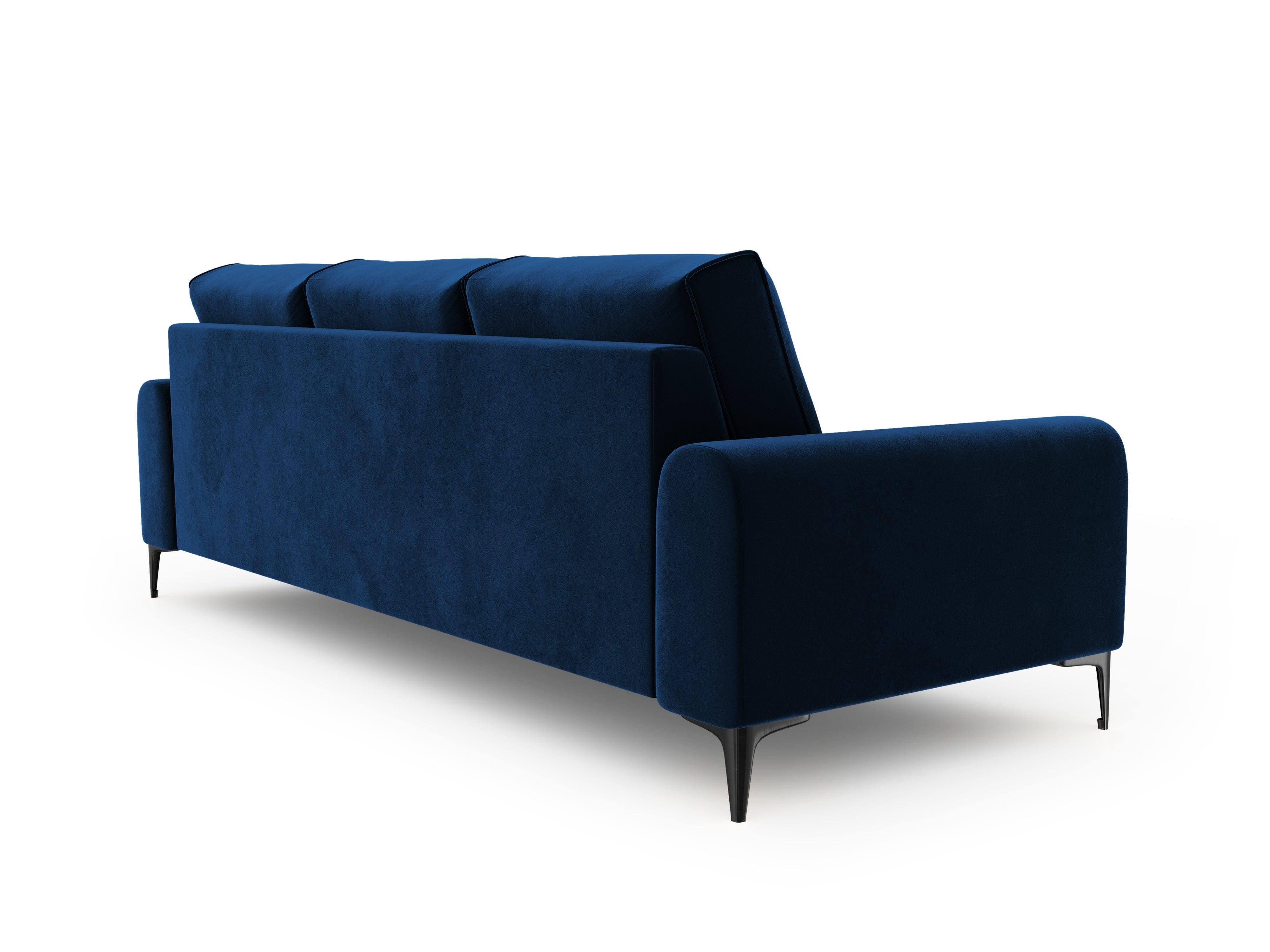 Sofa aksamitna 4-osobowa MADARA królewski niebieski z czarną podstawą Mazzini Sofas Eye on Design
