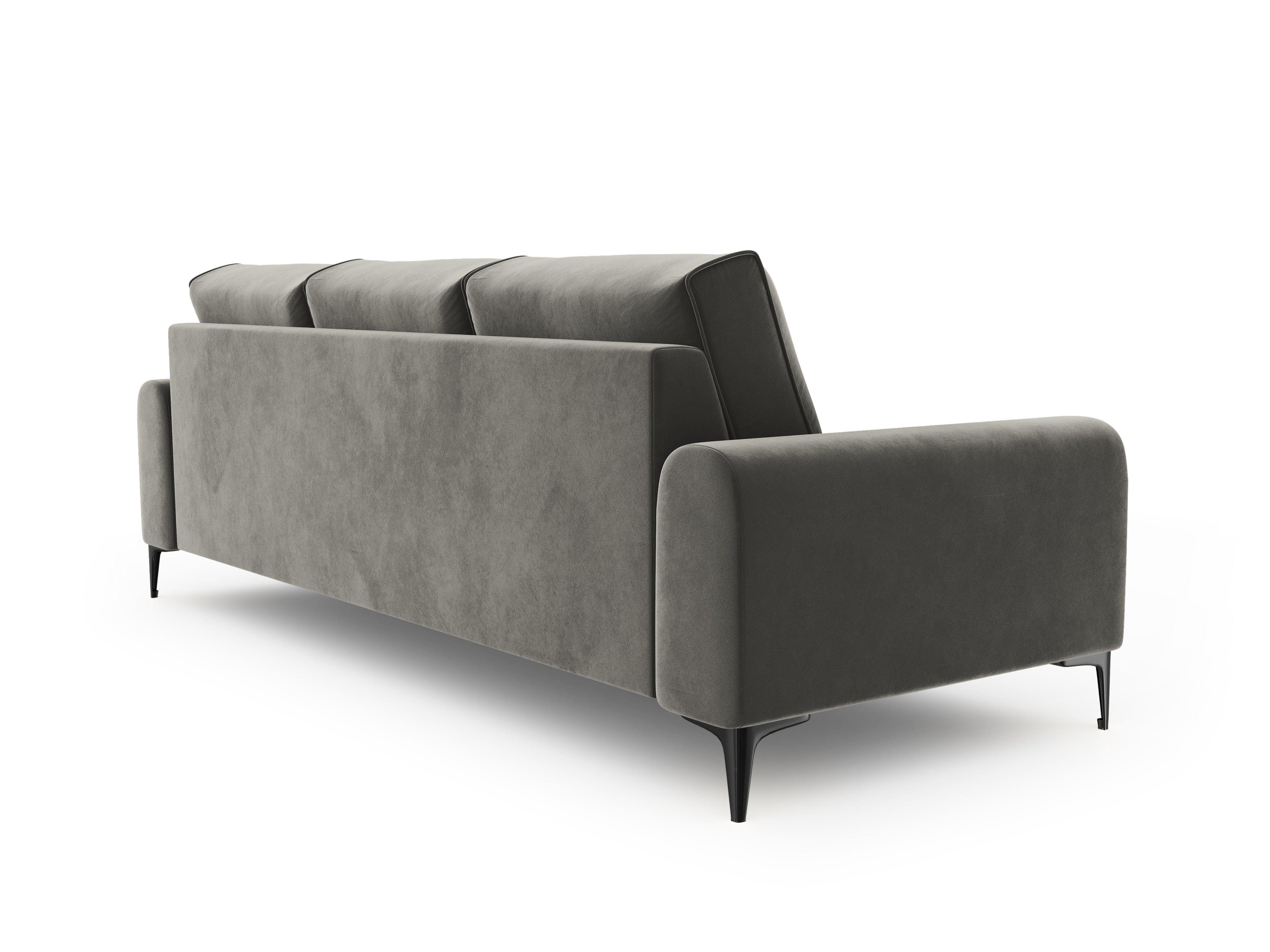 Sofa aksamitna 4-osobowa MADARA szary z czarną podstawą Mazzini Sofas Eye on Design
