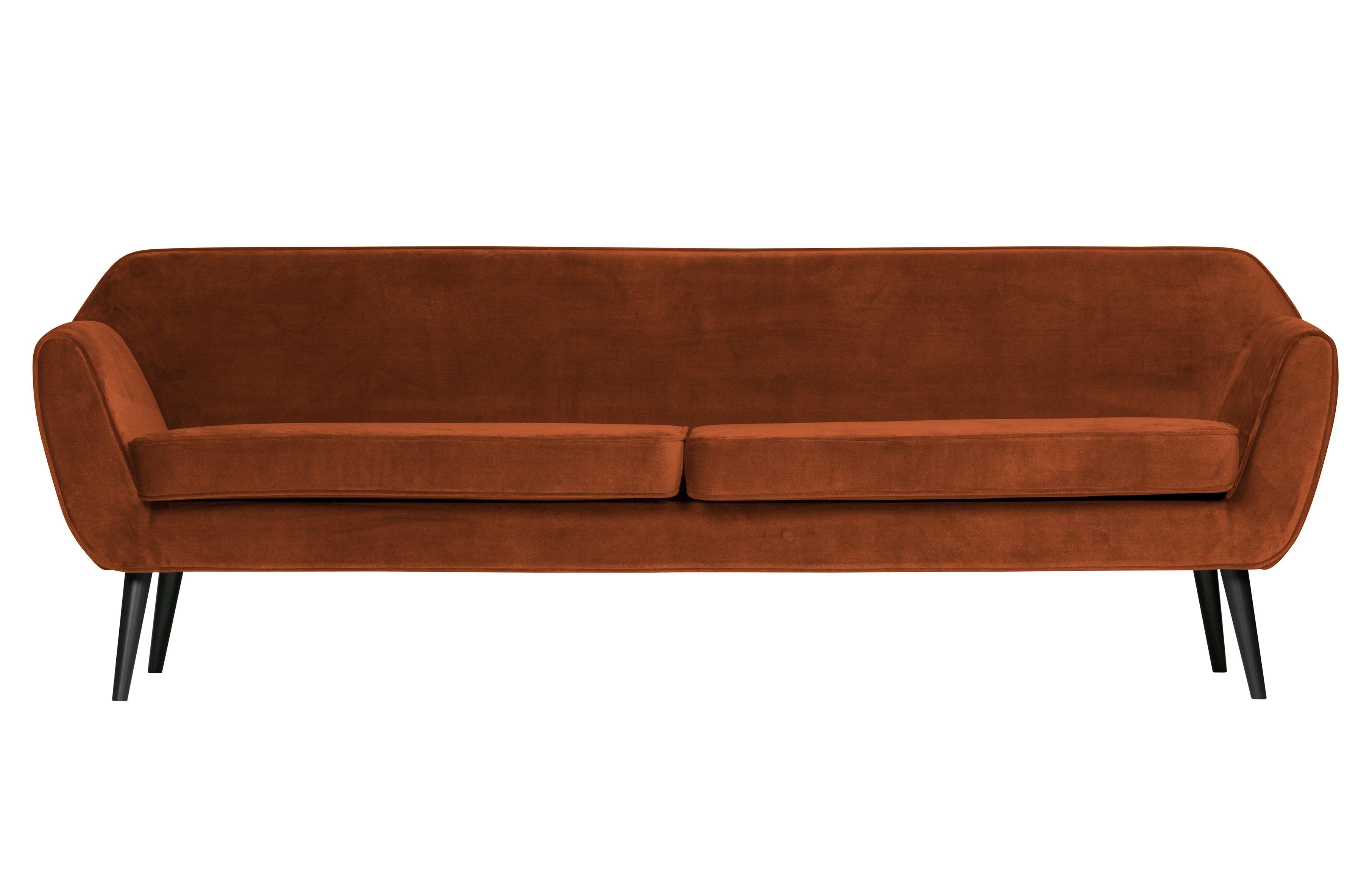 Sofa aksamitna 4-osobowa ROCCO terracotta Woood Eye on Design