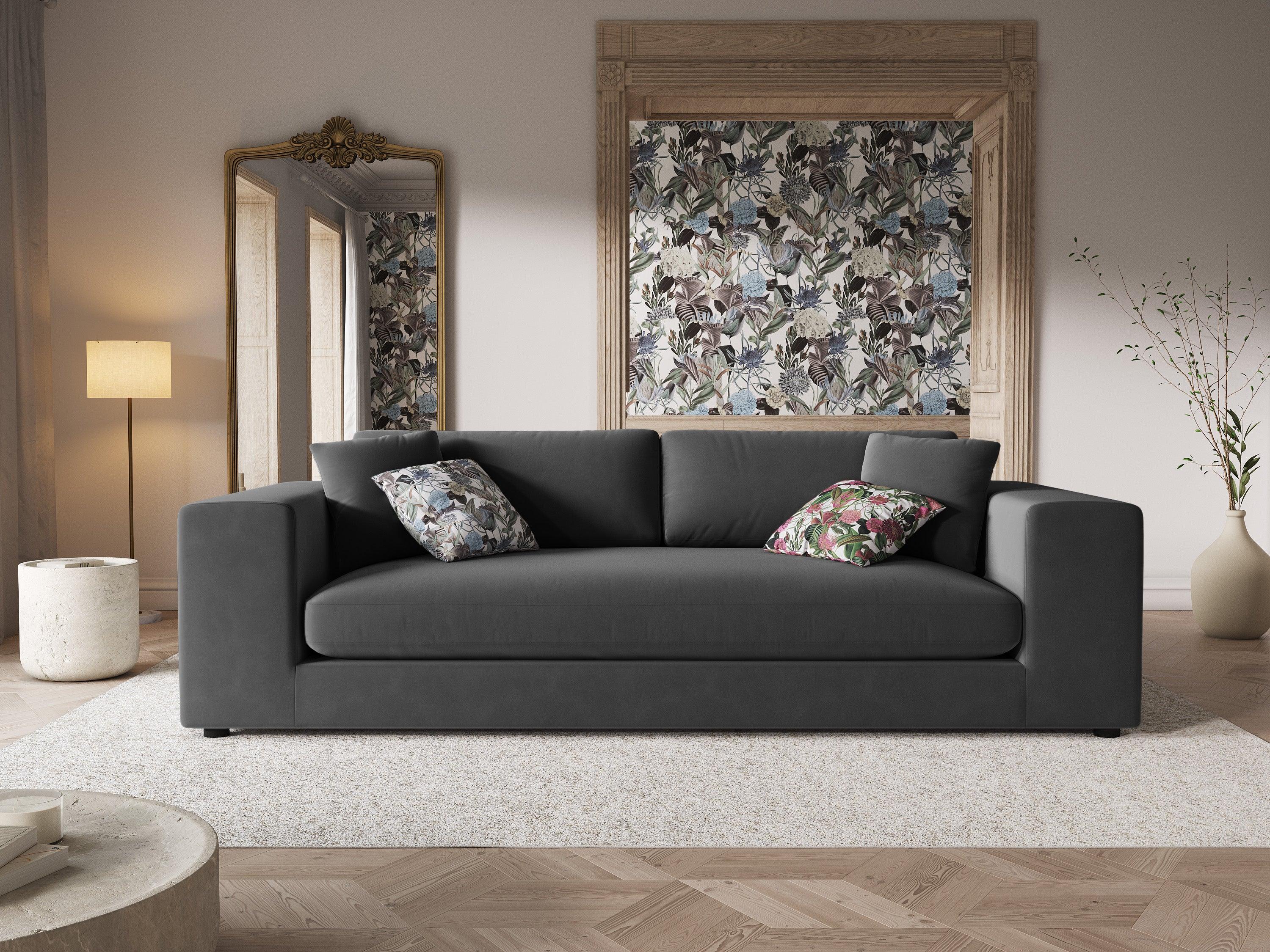 Sofa aksamitna 4-osobowa TENDANCE szary CXL by Christian Lacroix Eye on Design