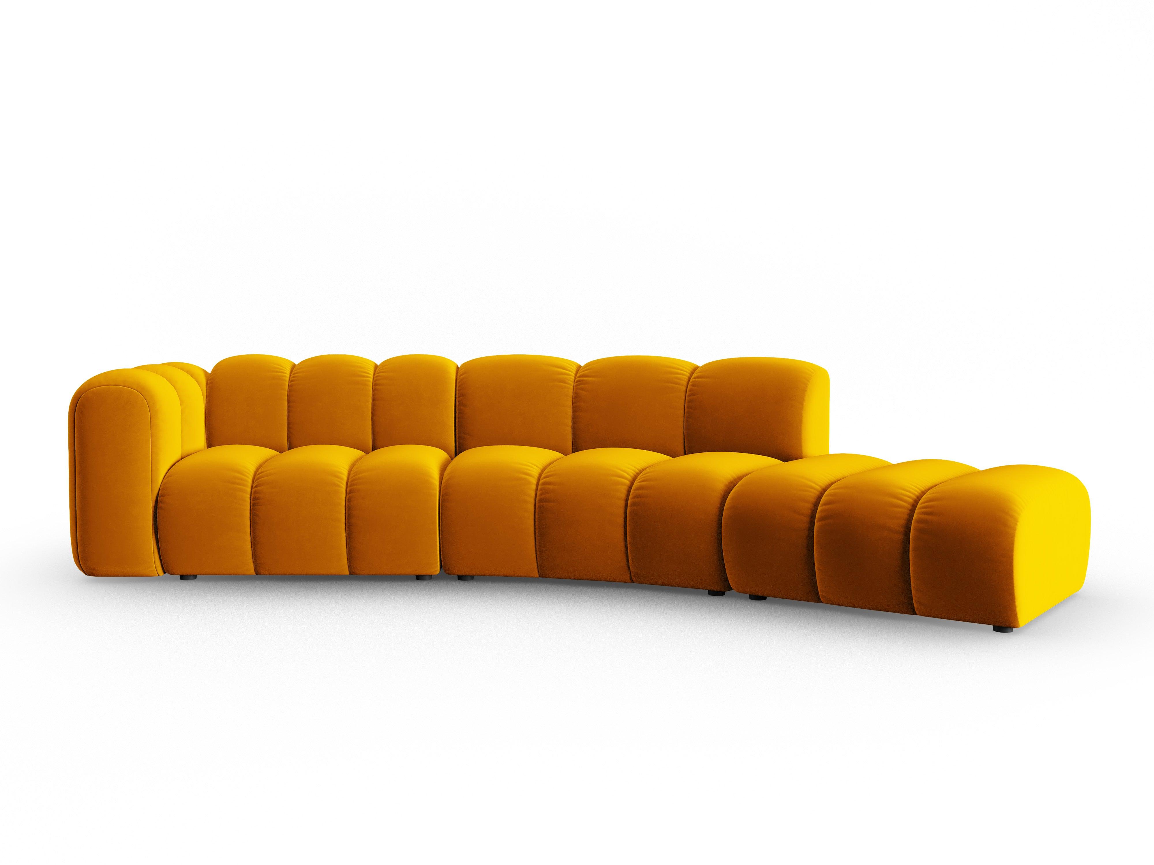 Sofa aksamitna 5-osobowa prawostronna SKYLER musztardowy Interieurs 86 Eye on Design