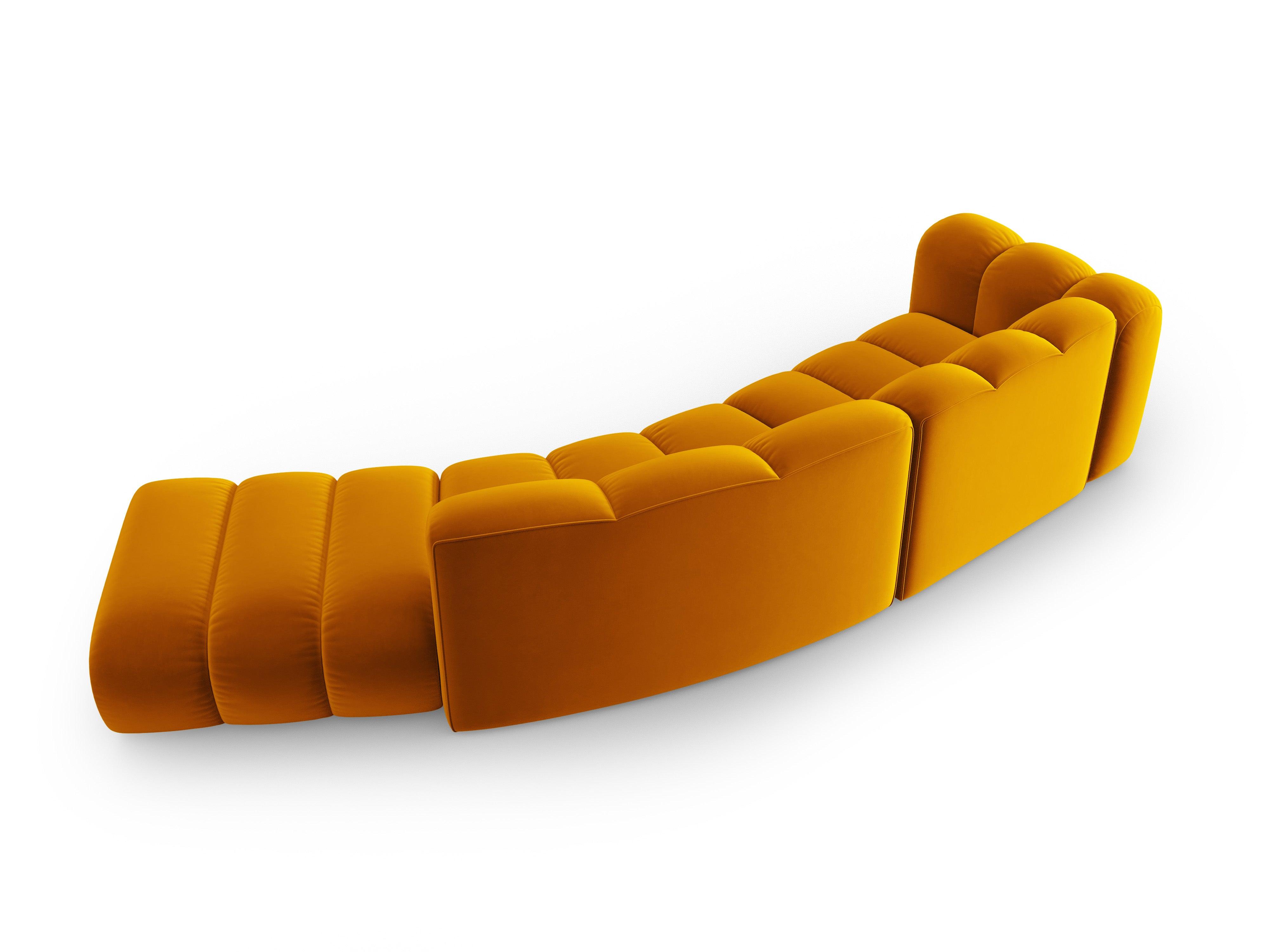 Sofa aksamitna 5-osobowa prawostronna SKYLER musztardowy Interieurs 86 Eye on Design