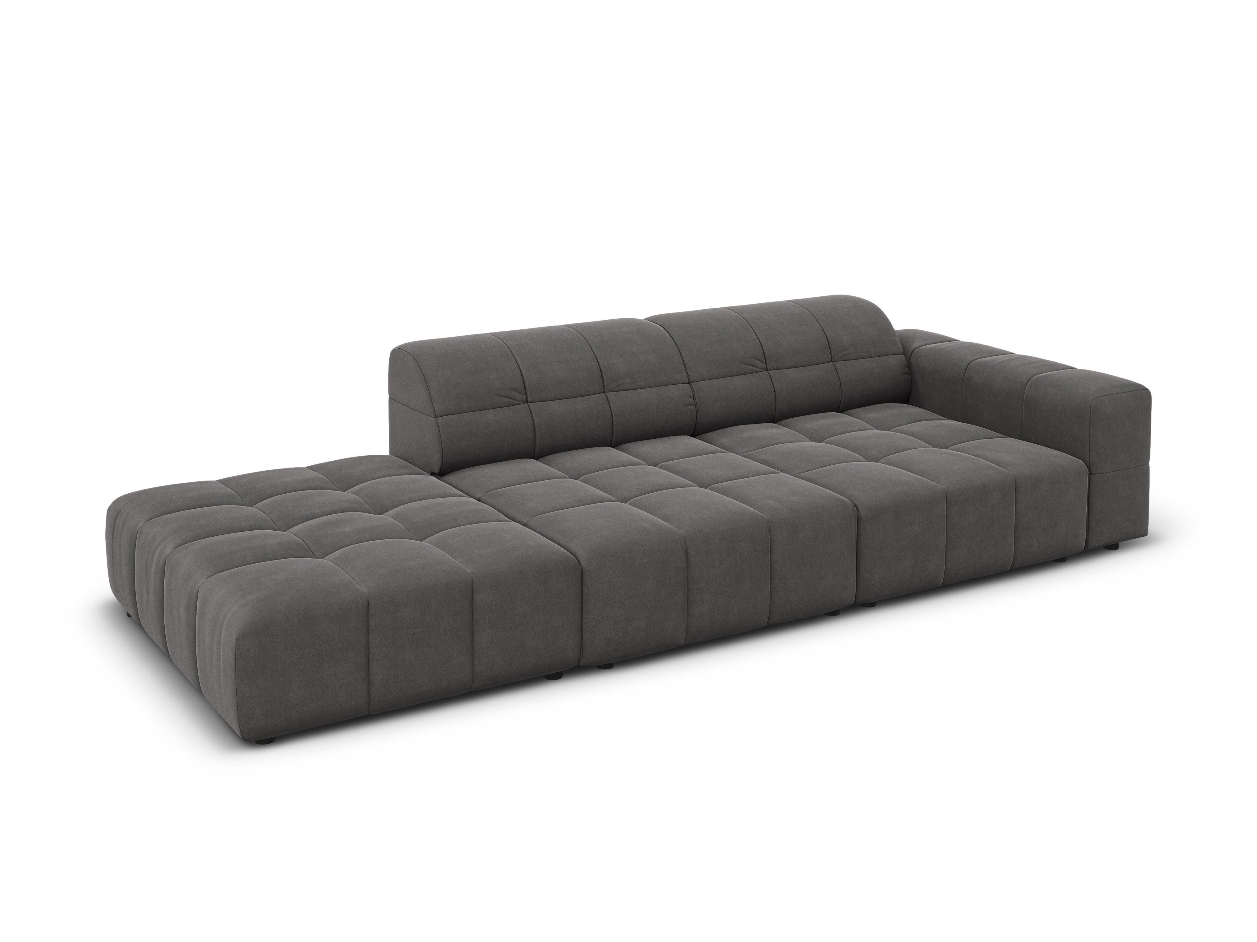 Sofa aksamitna lewostronna 3-osobowa CHICAGO ciemnoszary Cosmopolitan Design Eye on Design