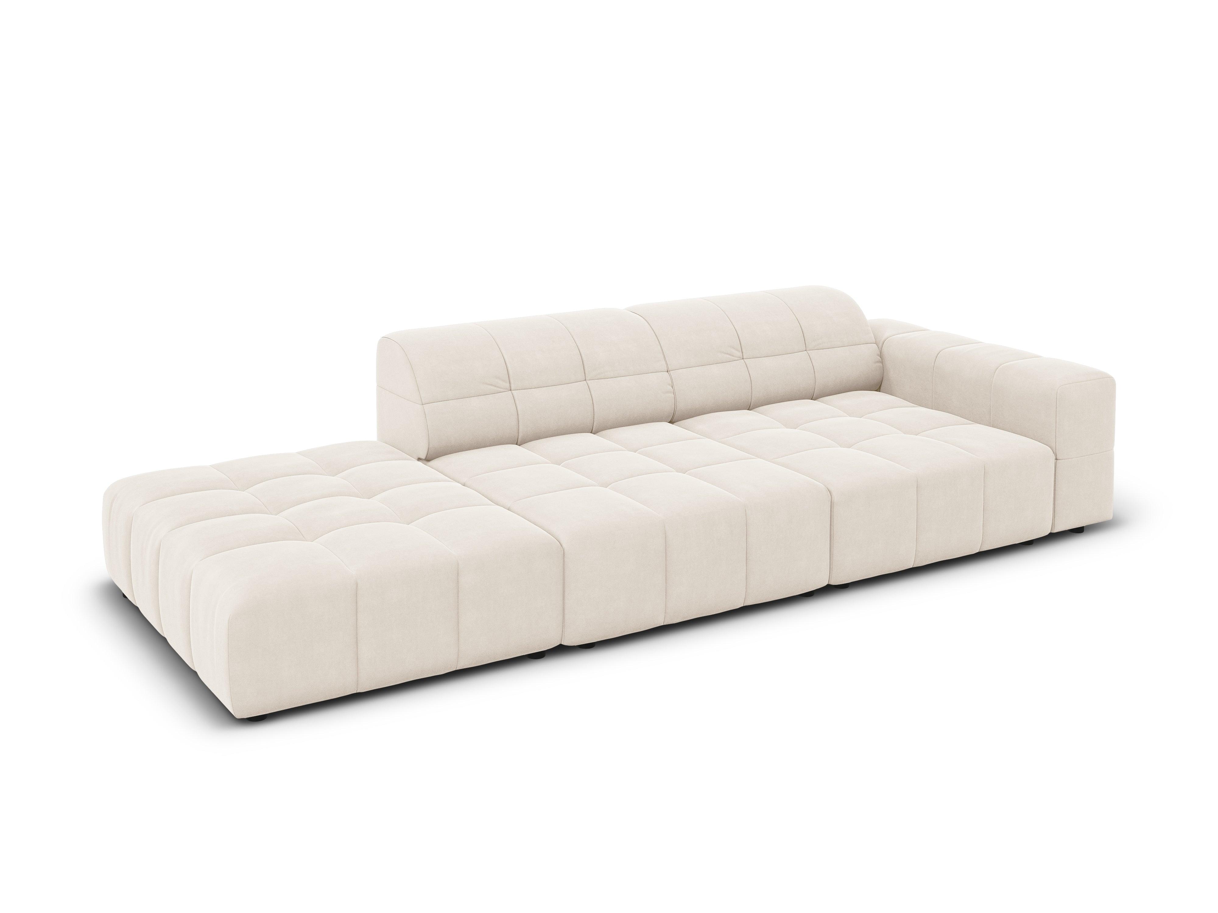 Sofa aksamitna lewostronna 3-osobowa CHICAGO jasnobeżowy Cosmopolitan Design Eye on Design