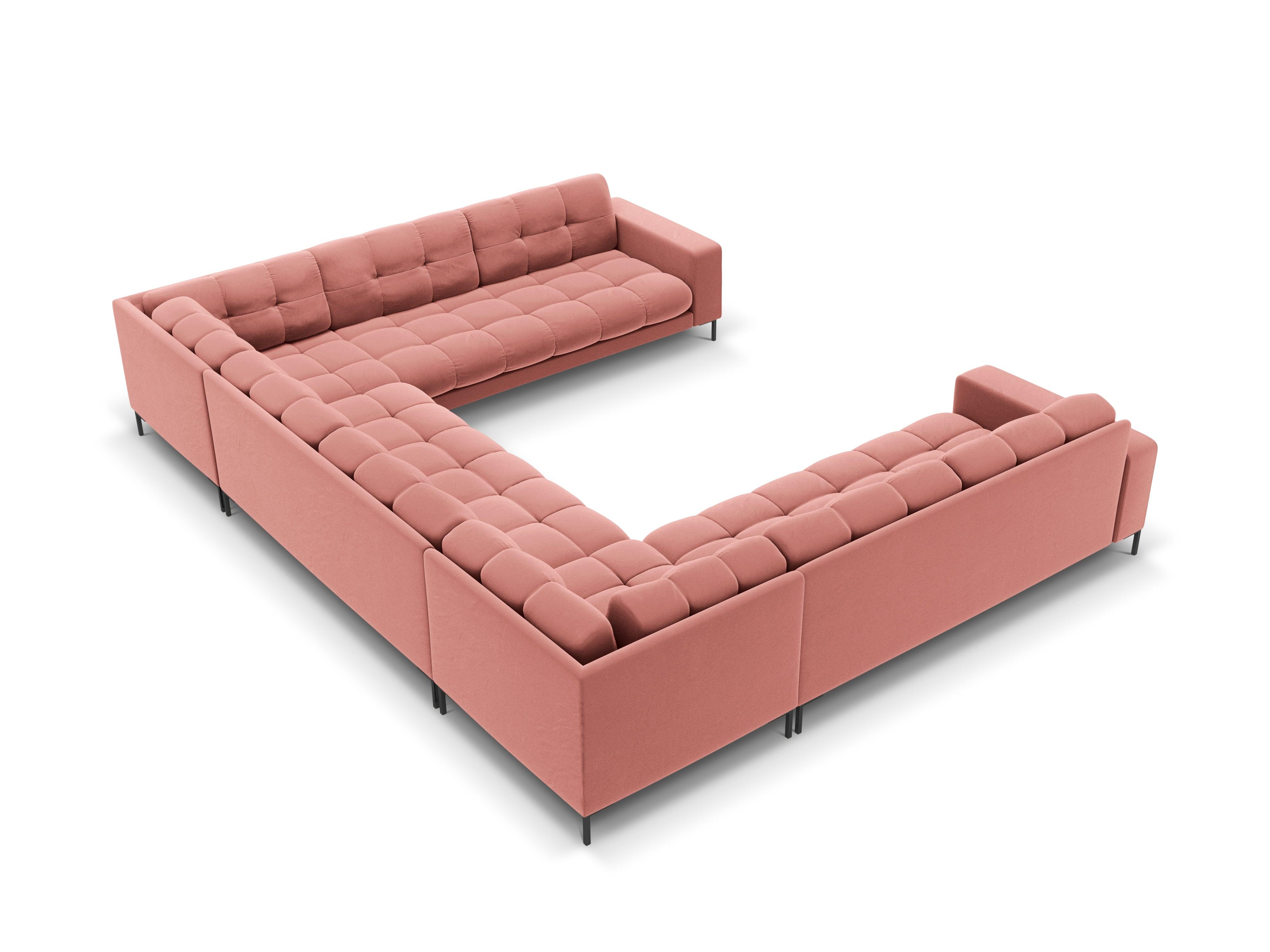 Sofa aksamitna panoramiczna 9-osobowa BALI różowy z czarną podstawą Cosmopolitan Design Eye on Design