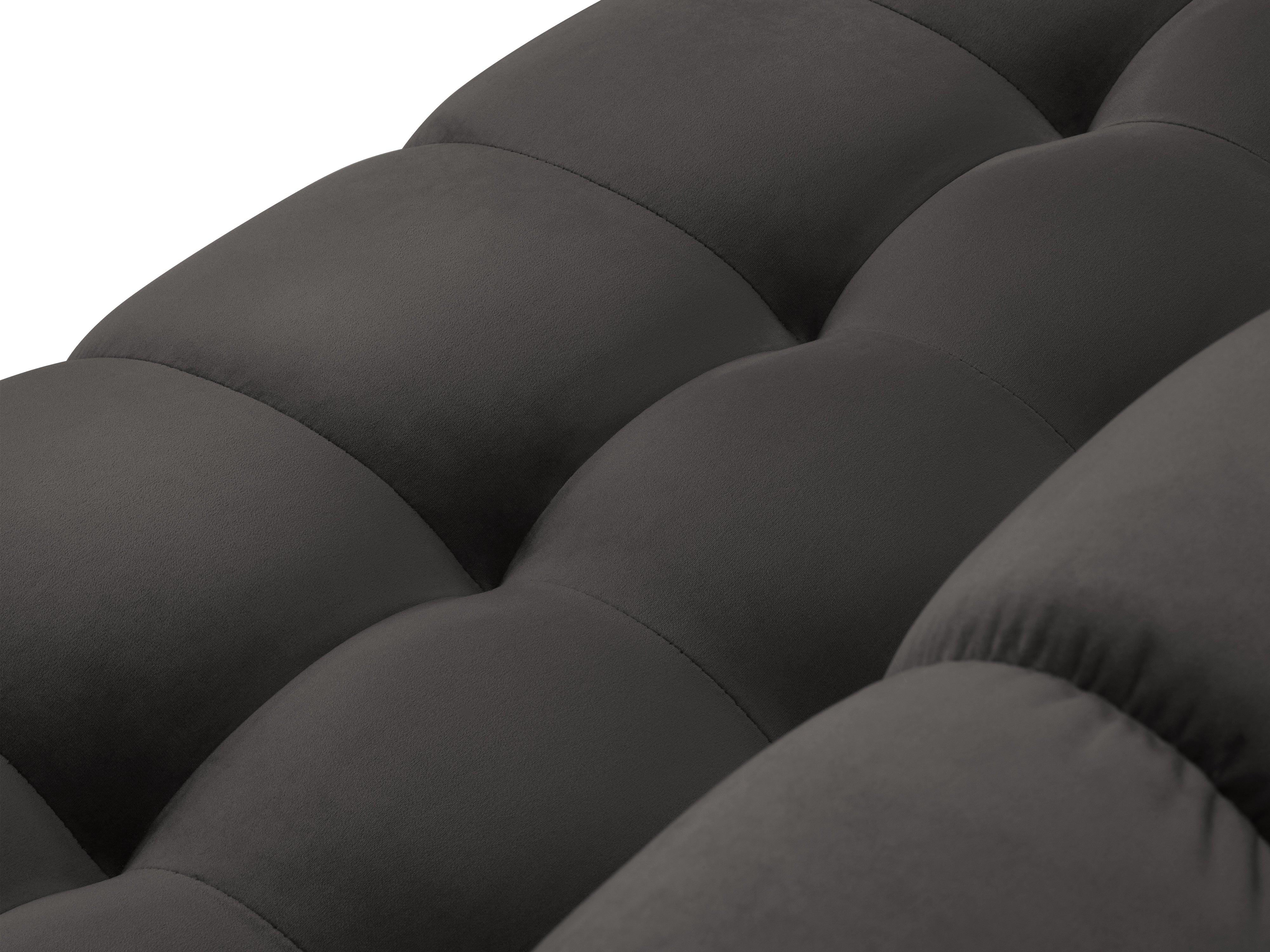 Sofa aksamitna panoramiczna prawostronna 7-osobowa BALI ciemnoszary ze złotą podstawą Cosmopolitan Design Eye on Design