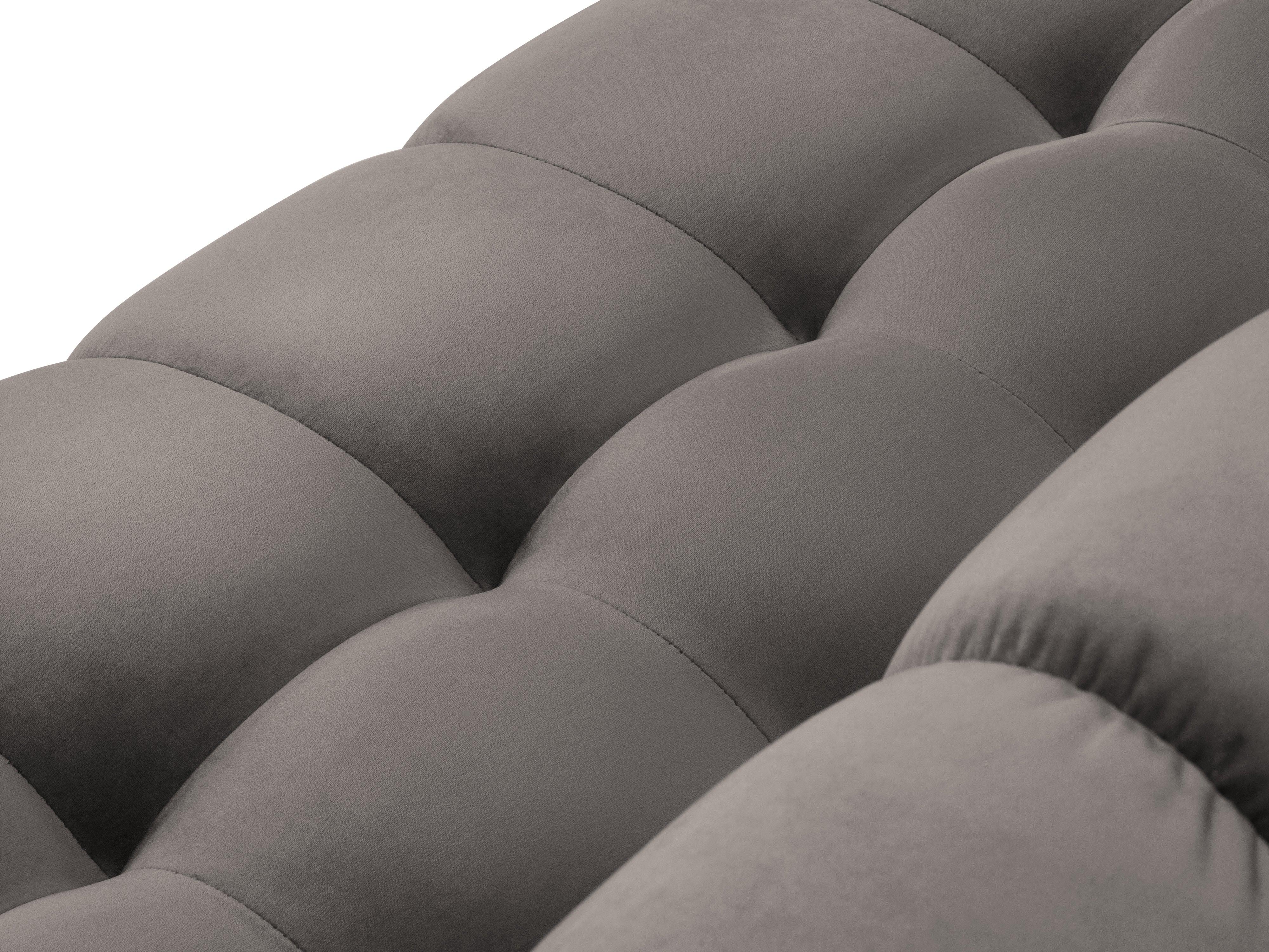 Sofa aksamitna panoramiczna prawostronna 7-osobowa BALI jasnoszary ze złotą podstawą Cosmopolitan Design Eye on Design