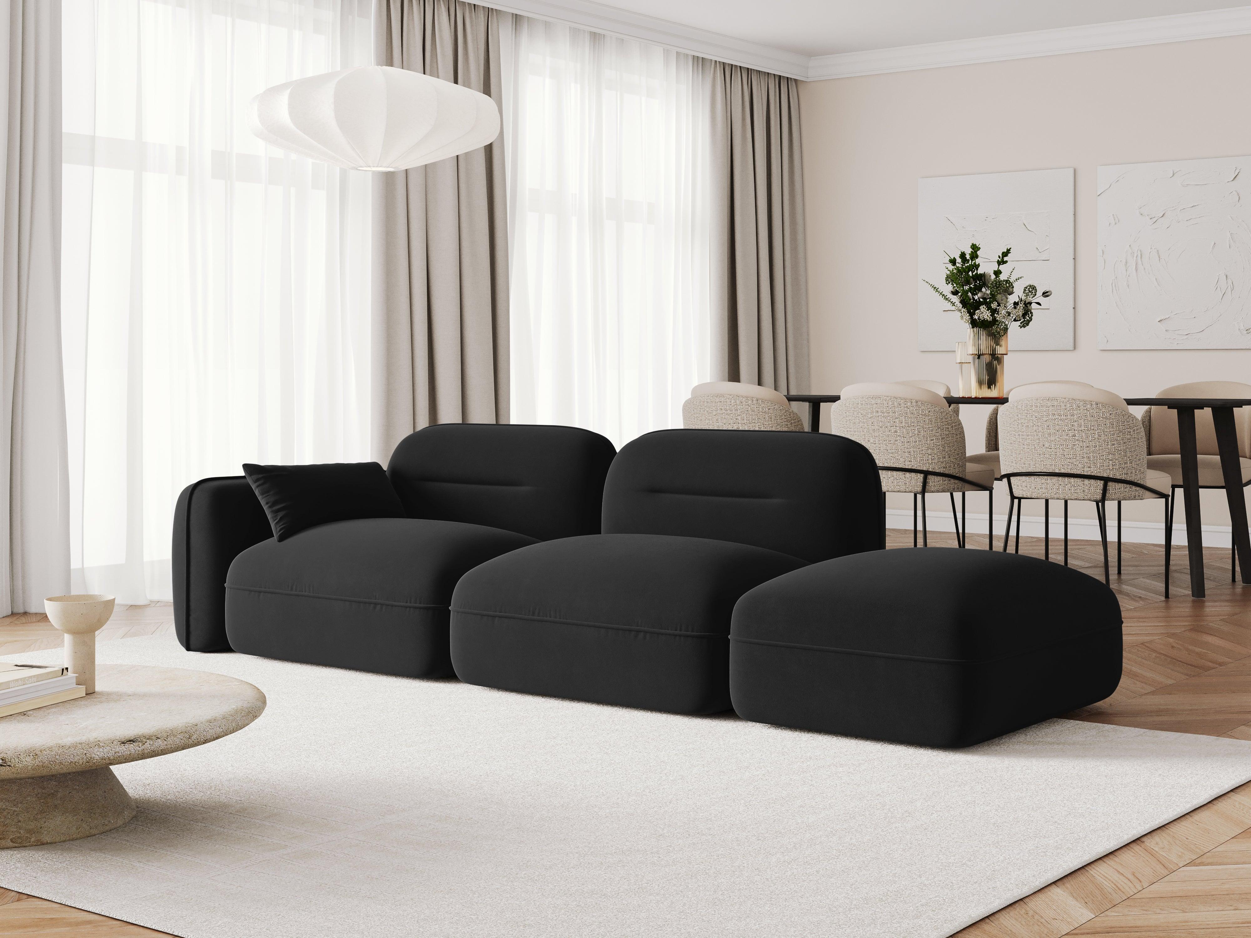 Sofa modułowa aksamitna prawostronna 3-osobowa SYDNEY czarny Cosmopolitan Design Eye on Design