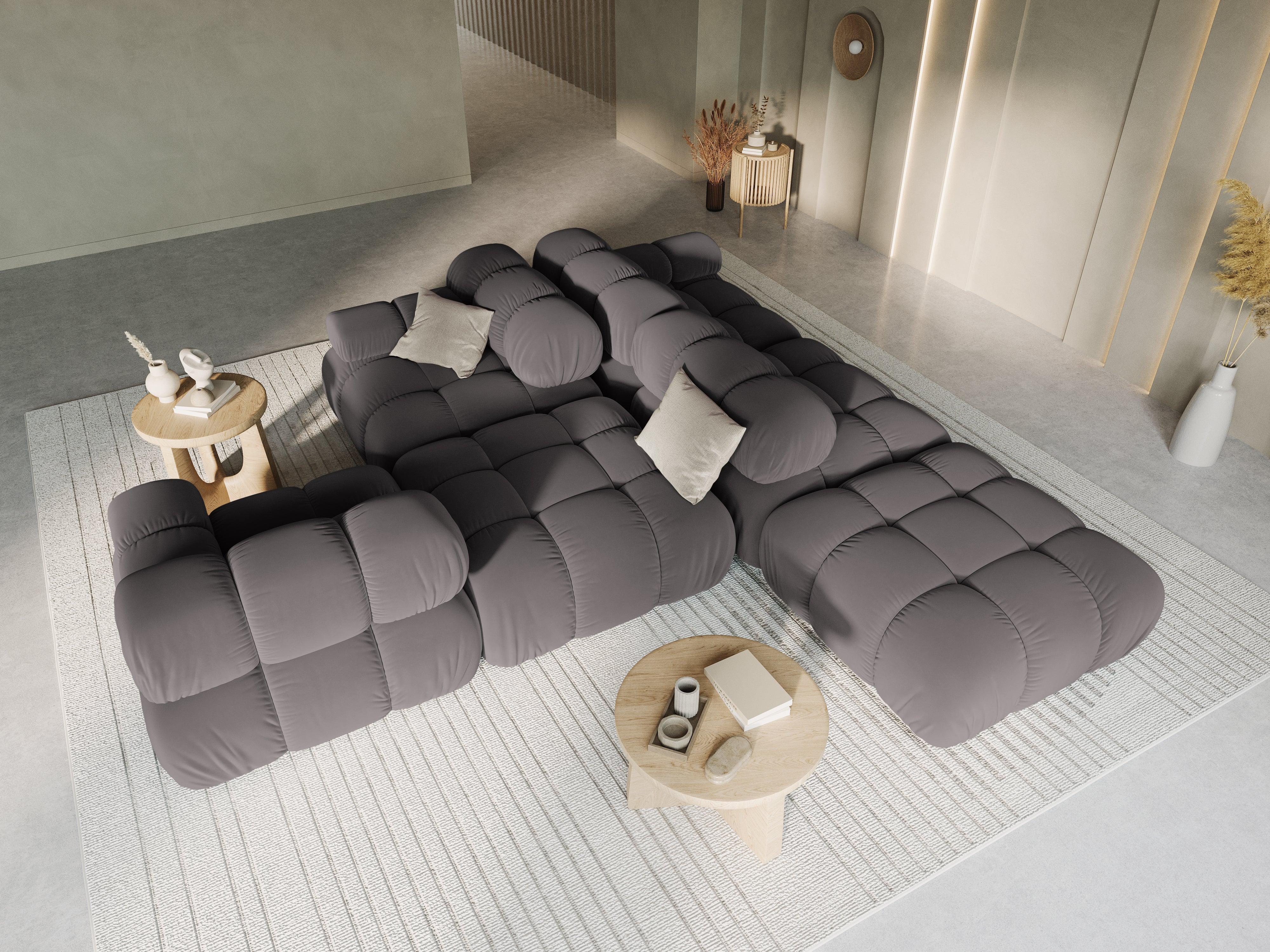 Sofa modułowa aksamitna prawostronna 4-osobowa TROPEA ciemnoszary Milo Casa Eye on Design