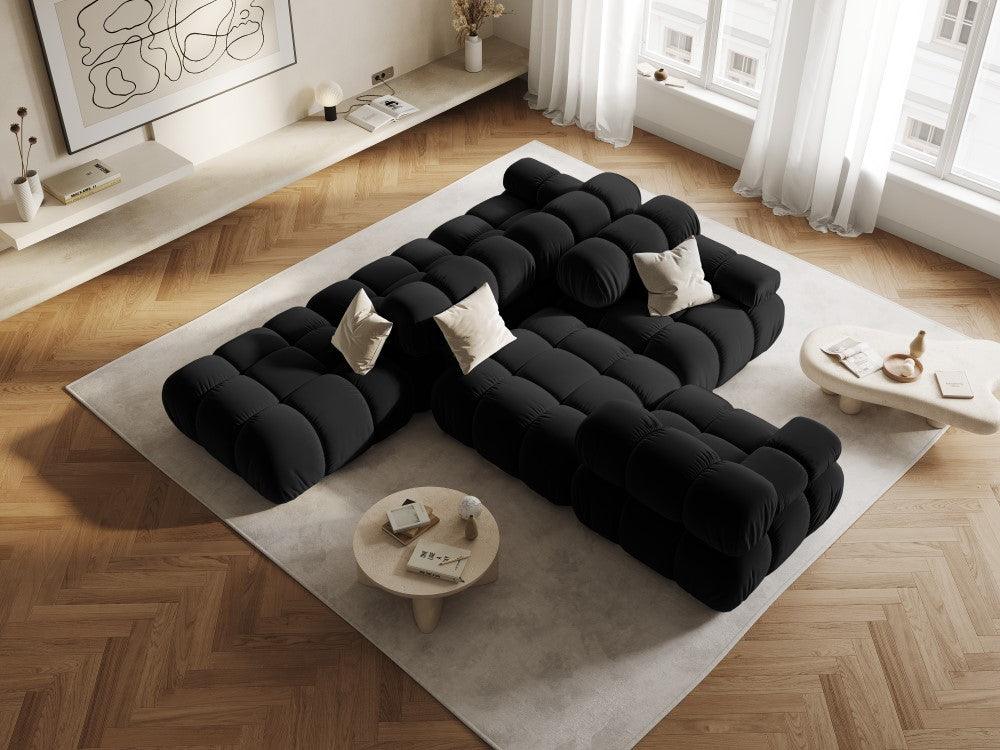 Sofa modułowa aksamitna prawostronna 4-osobowa TROPEA czarny Milo Casa Eye on Design