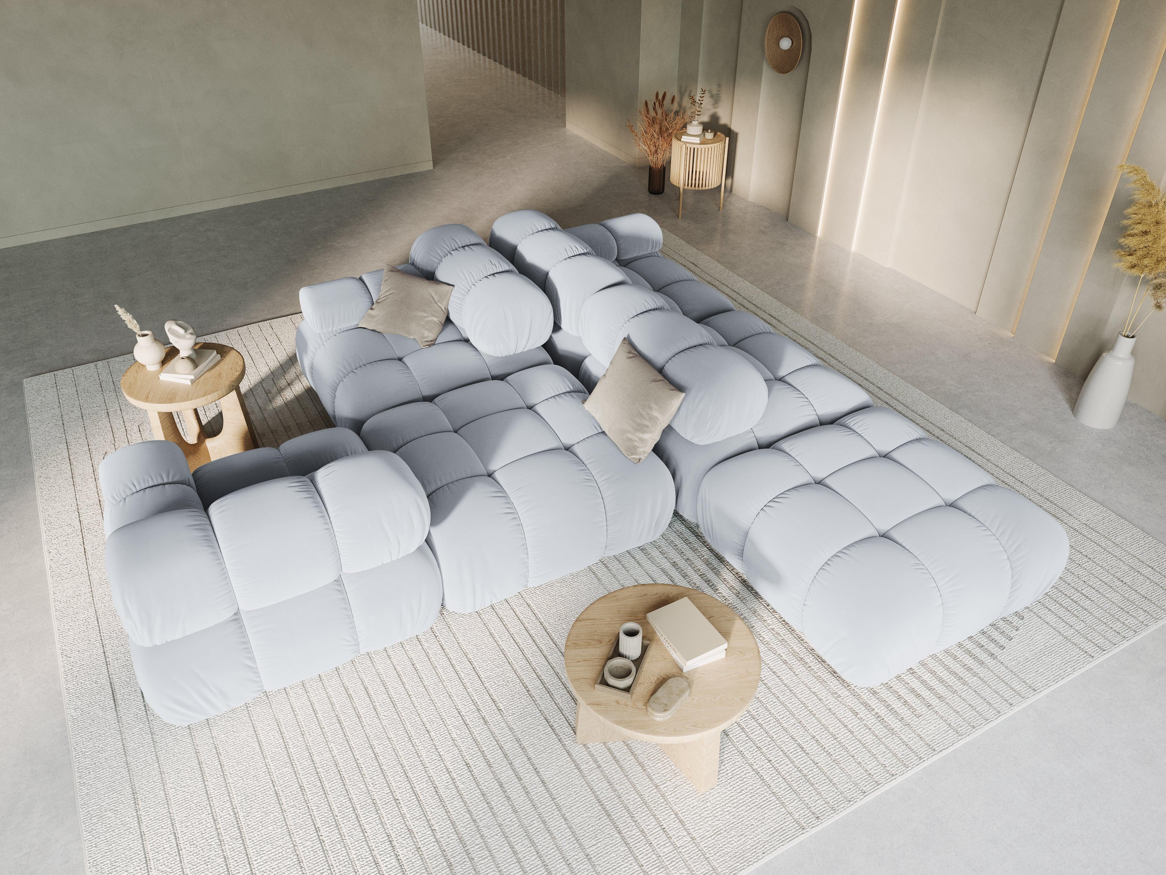 Sofa modułowa aksamitna prawostronna 4-osobowa TROPEA jasnoniebieski Milo Casa Eye on Design