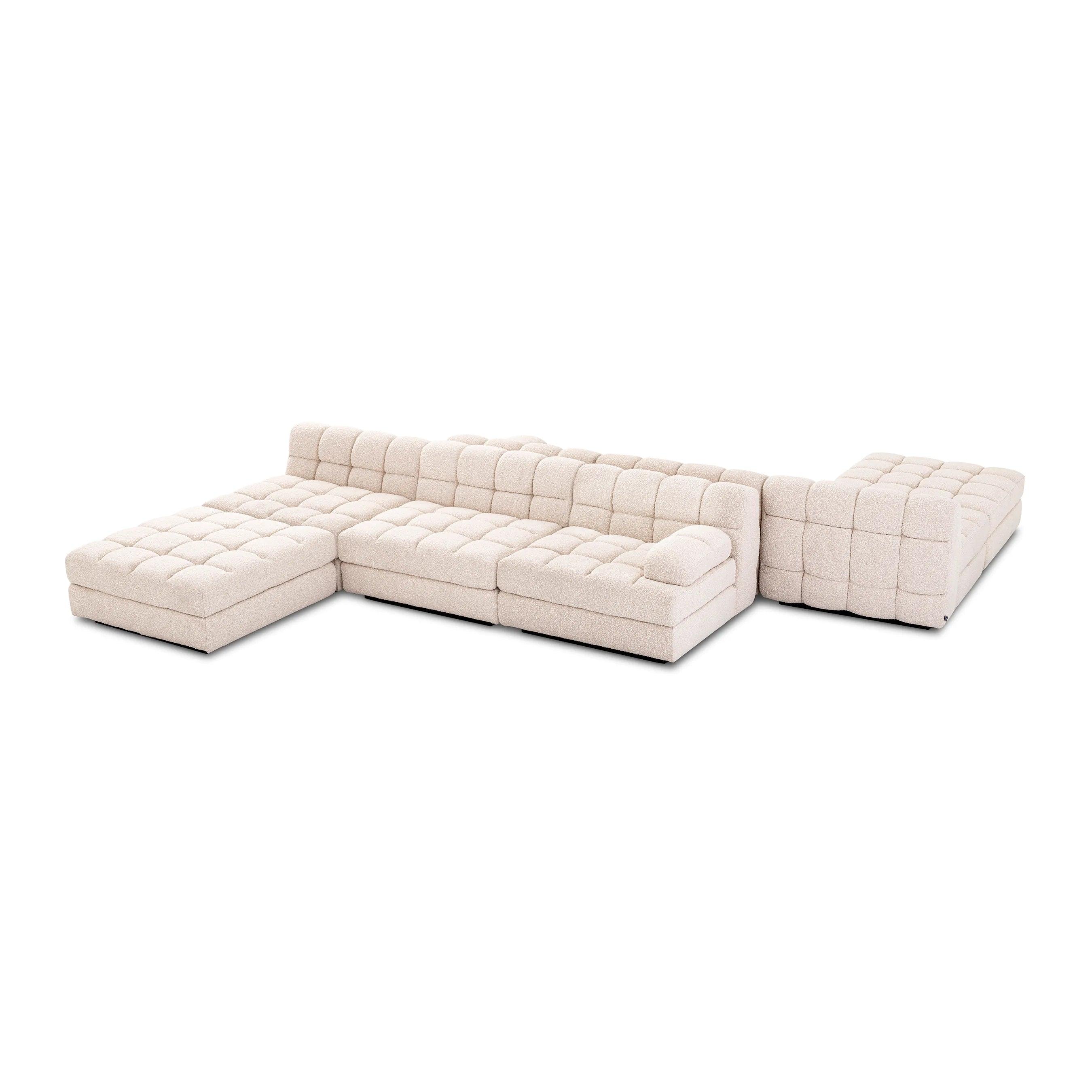 Sofa modułowa w tkaninie boucle DEAN - siedzisko narożne kremowe Eichholtz Eye on Design