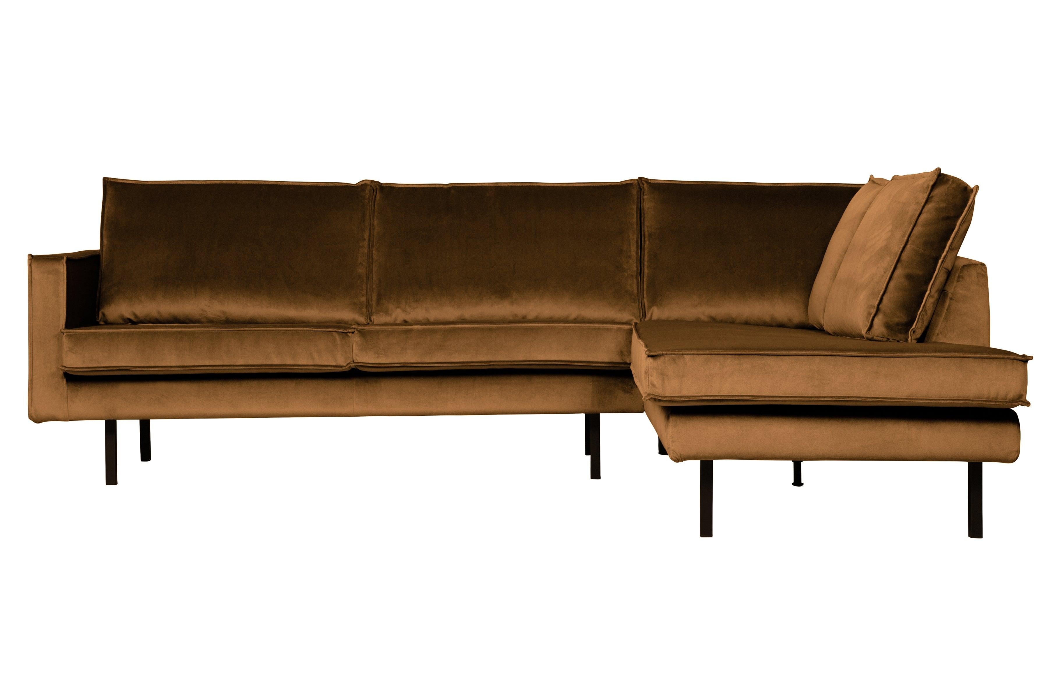 Sofa narożna aksamitna prawostronna RODEO miodowy Be Pure Eye on Design