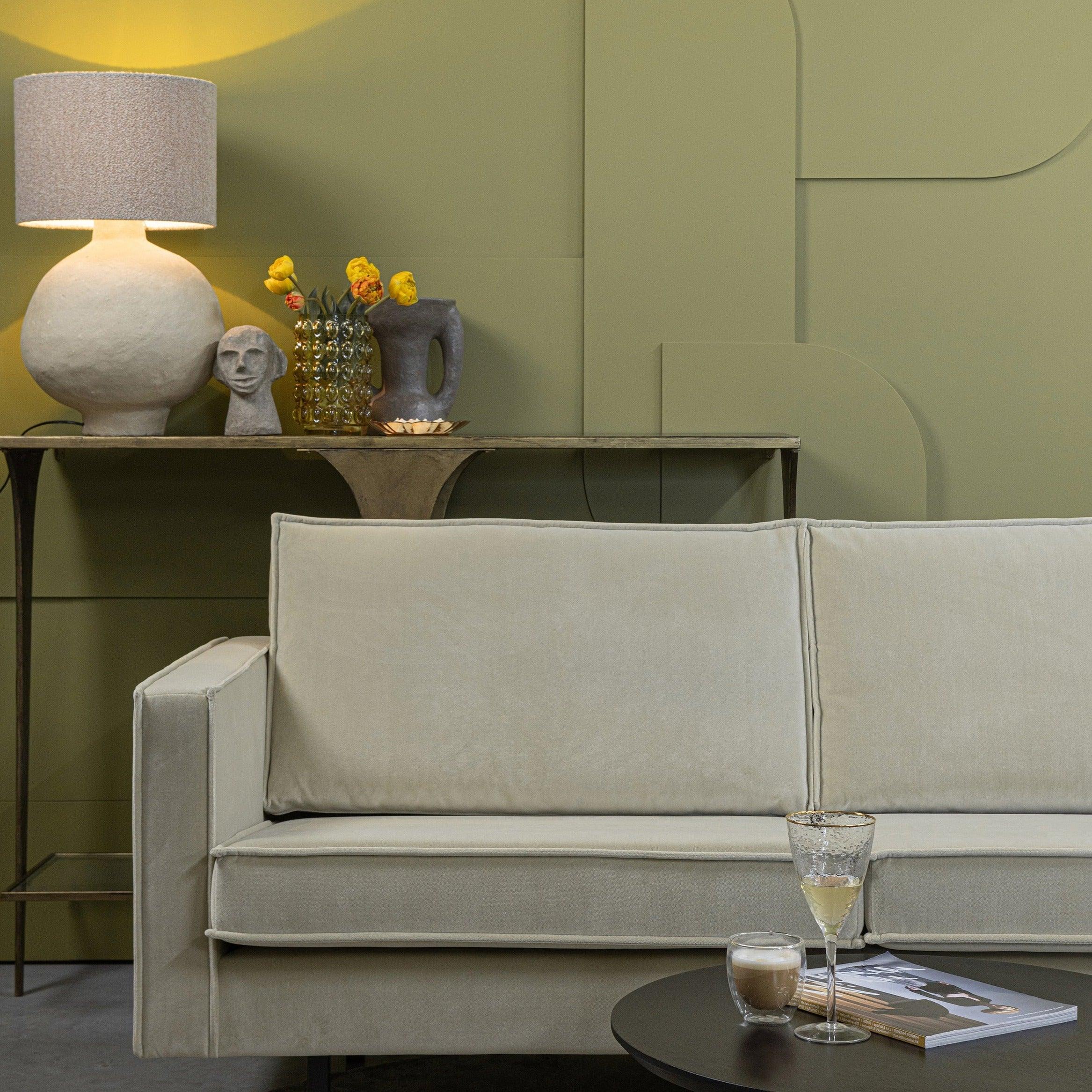 Sofa narożna aksamitna prawostronna RODEO pistacjowy Be Pure Eye on Design
