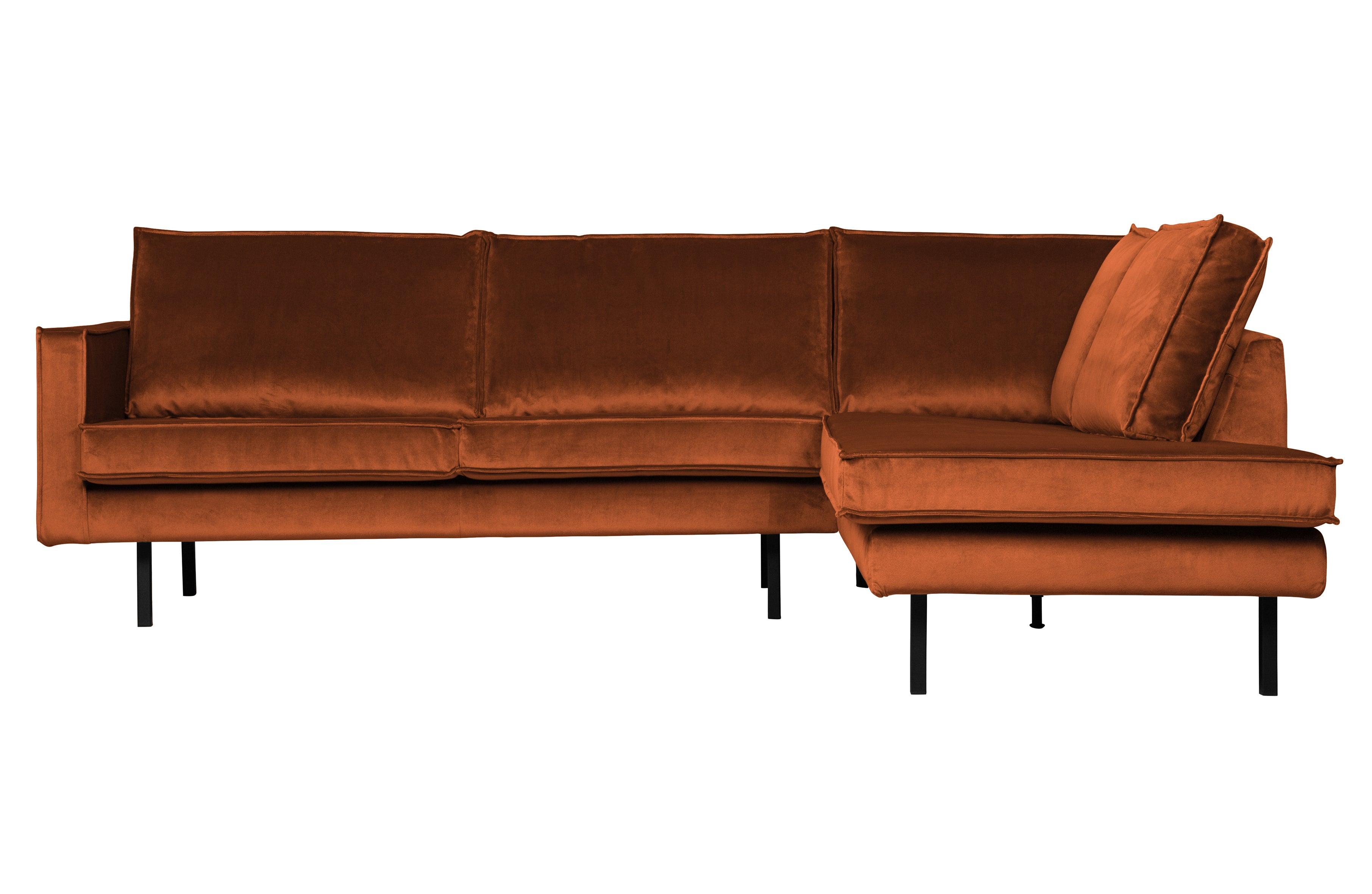 Sofa narożna aksamitna prawostronna RODEO rdzawy Be Pure Eye on Design