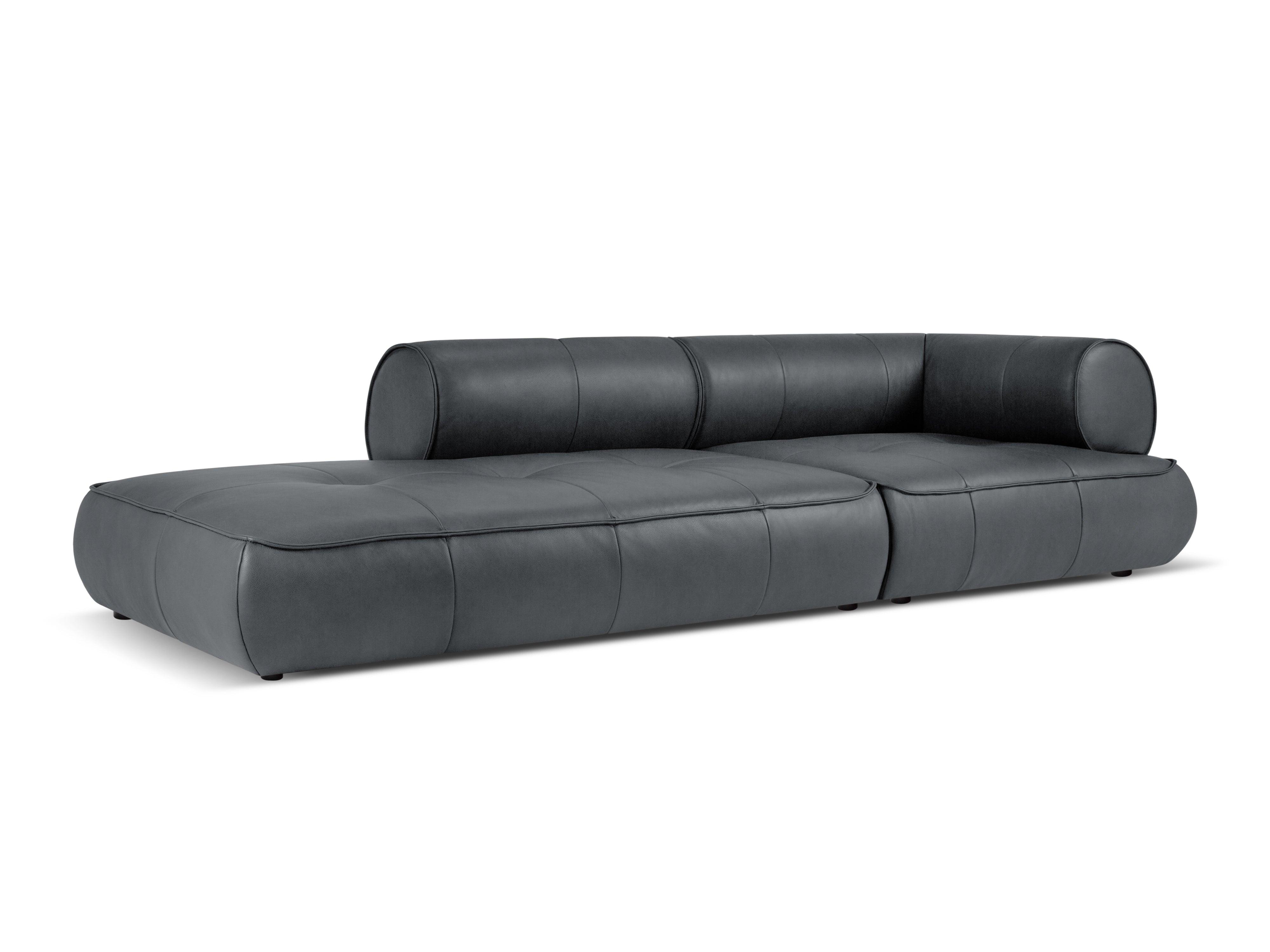 Sofa skórzana otwarta lewostronna LILY grafitowy Maison Heritage Eye on Design