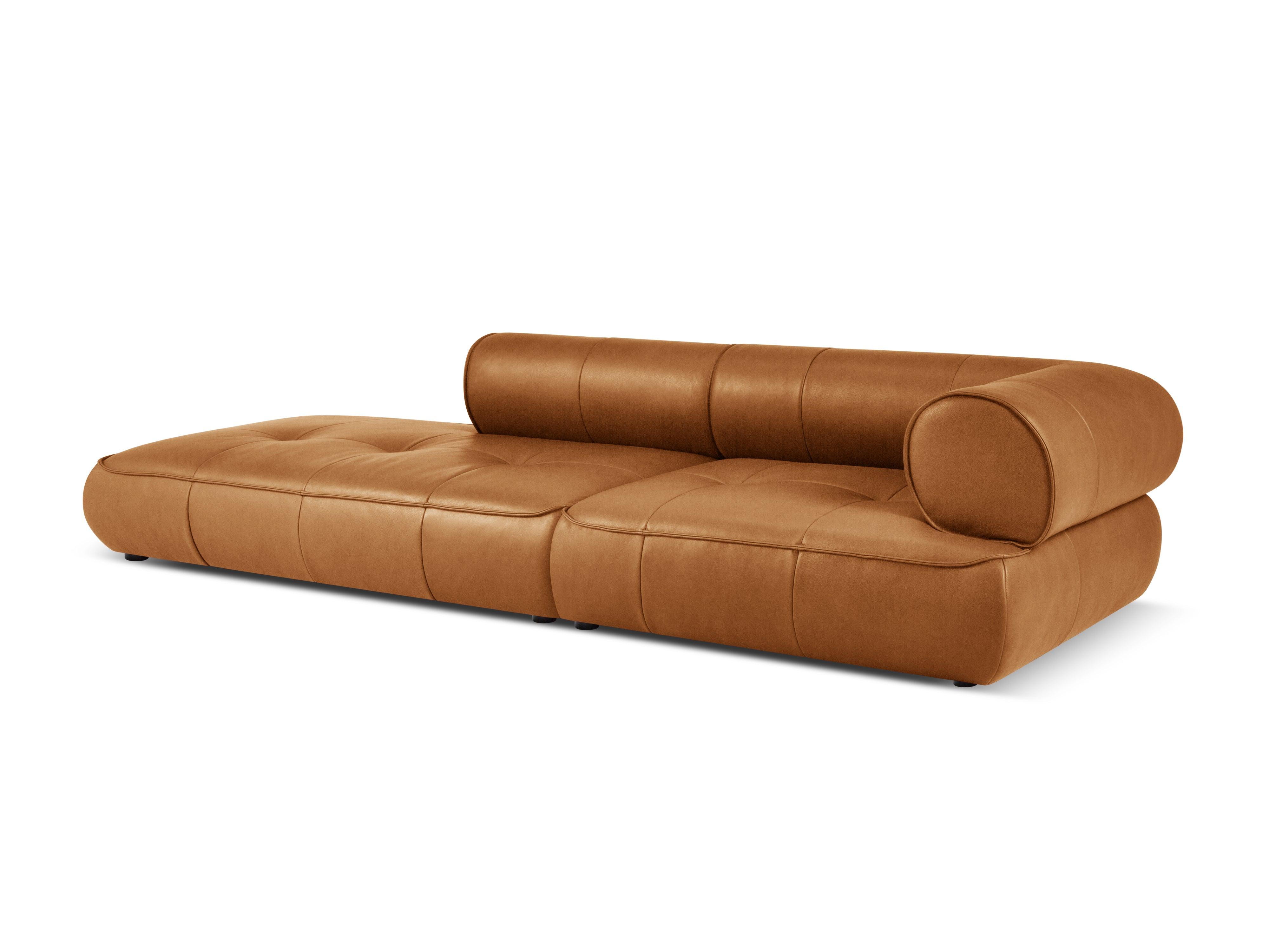 Sofa skórzana otwarta lewostronna LILY koniakowy Maison Heritage Eye on Design