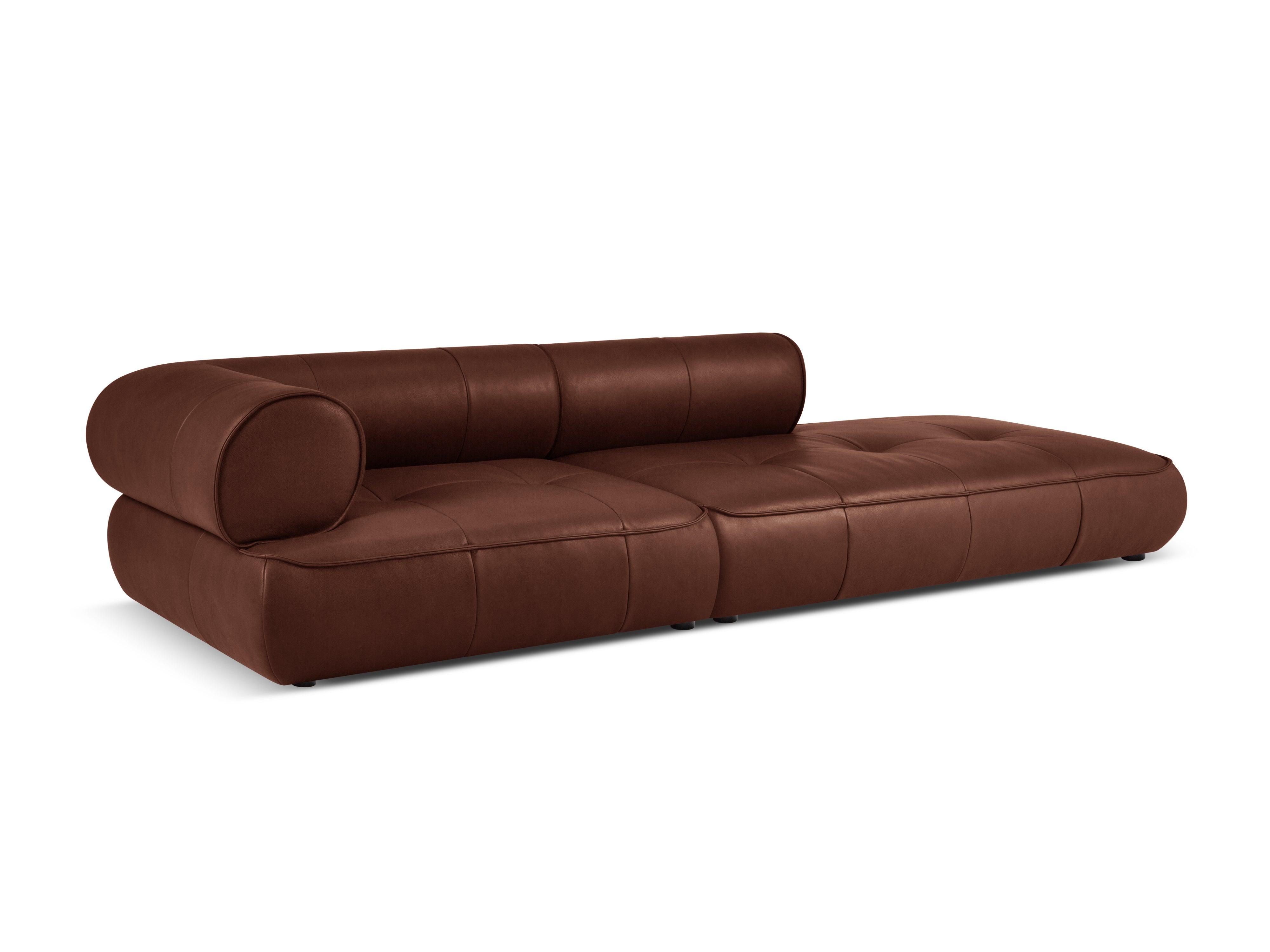 Sofa skórzana otwarta prawostronna LILY brązowy Maison Heritage Eye on Design