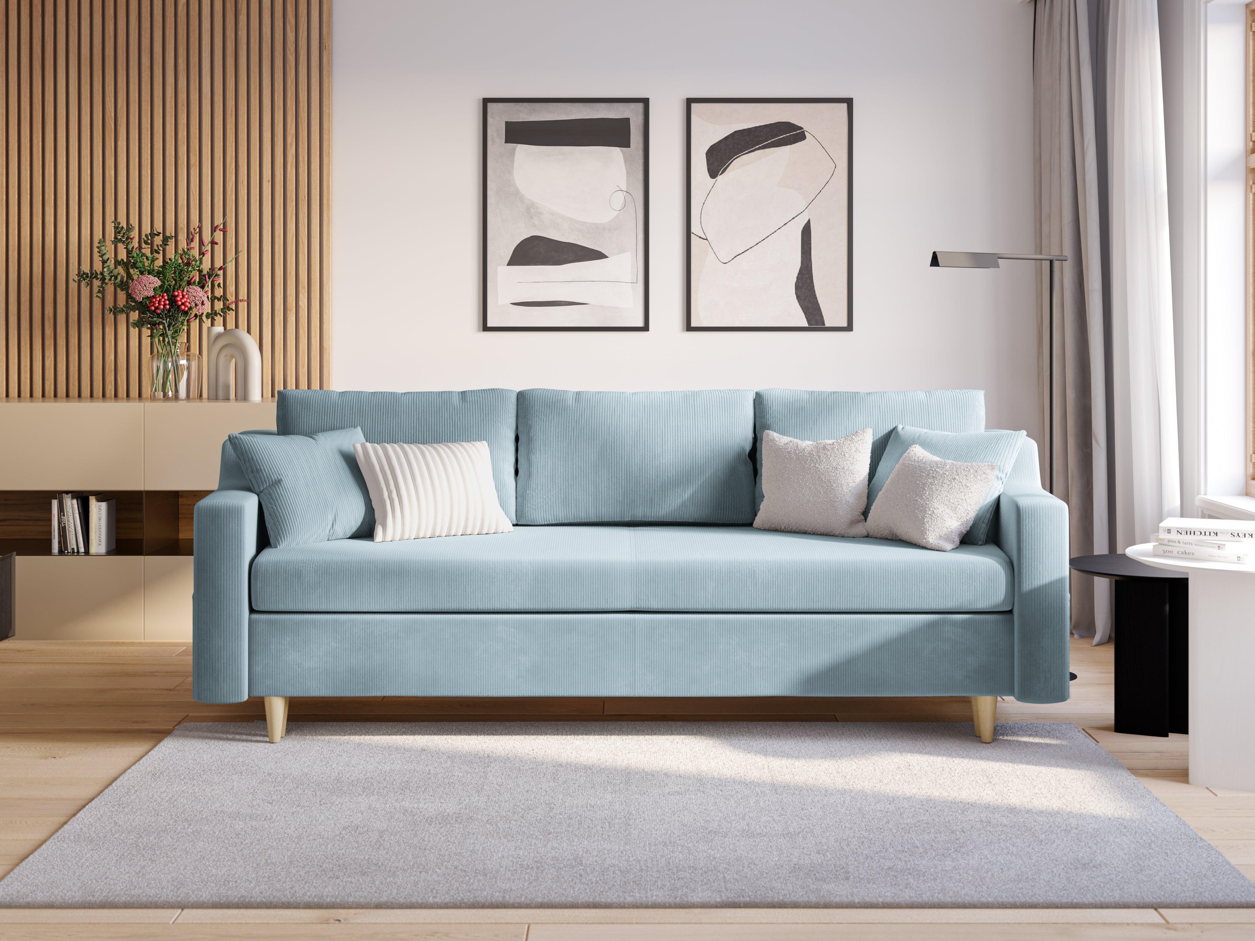 Sofa sztruksowa z funkcją spania ROSE jasnoniebieski Mazzini Sofas Eye on Design
