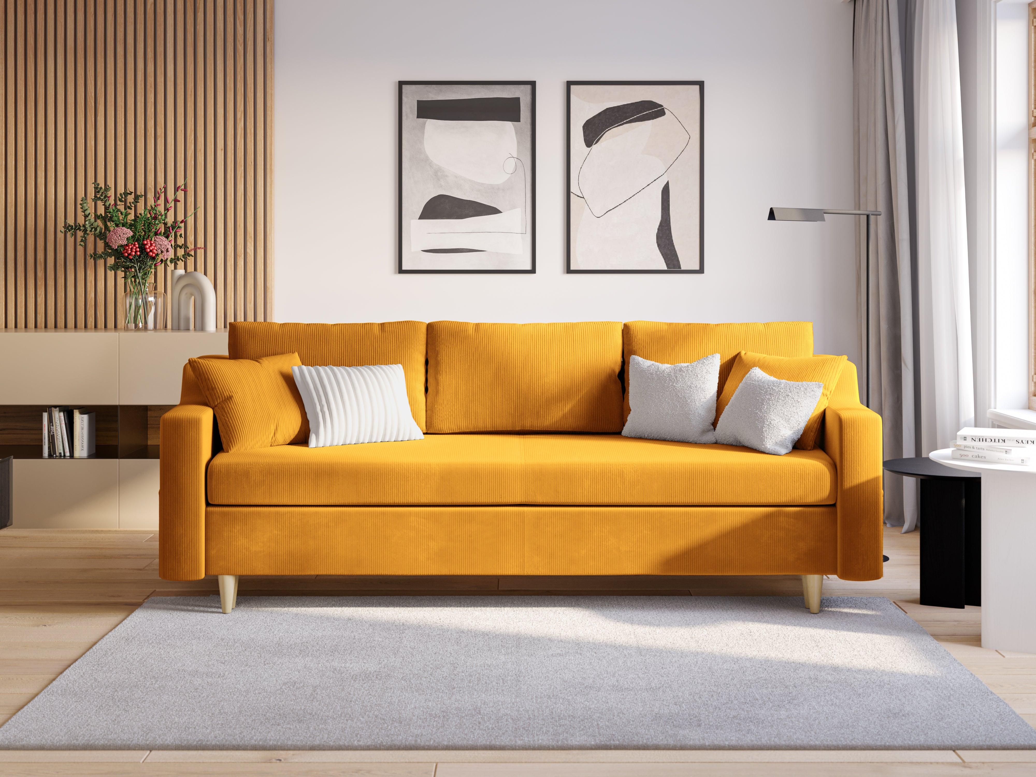 Sofa sztruksowa z funkcją spania ROSE żółty Mazzini Sofas Eye on Design