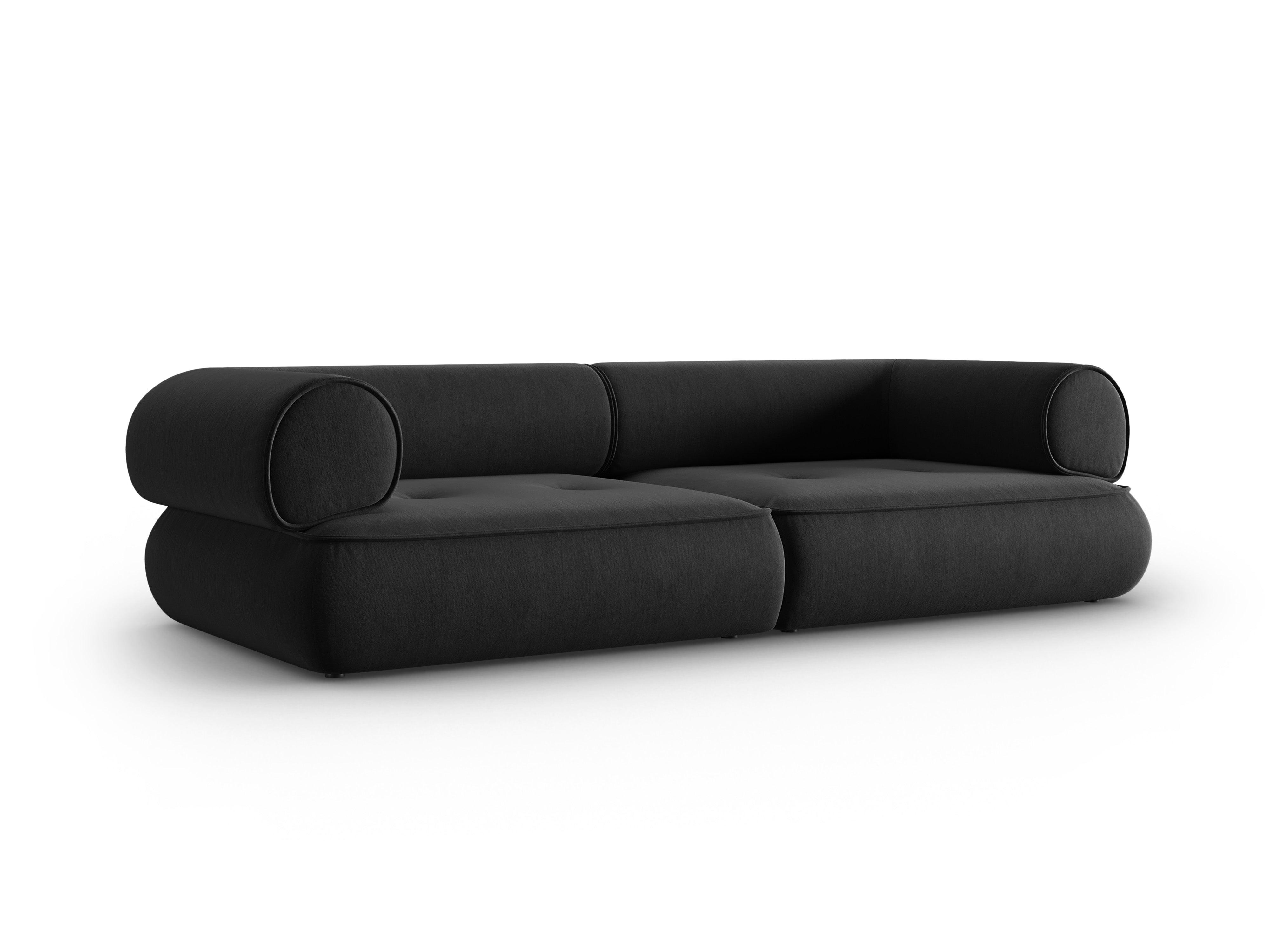 Sofa w tkaninie szenilowej 3-osobowa LILY antracytowy Maison Heritage Eye on Design