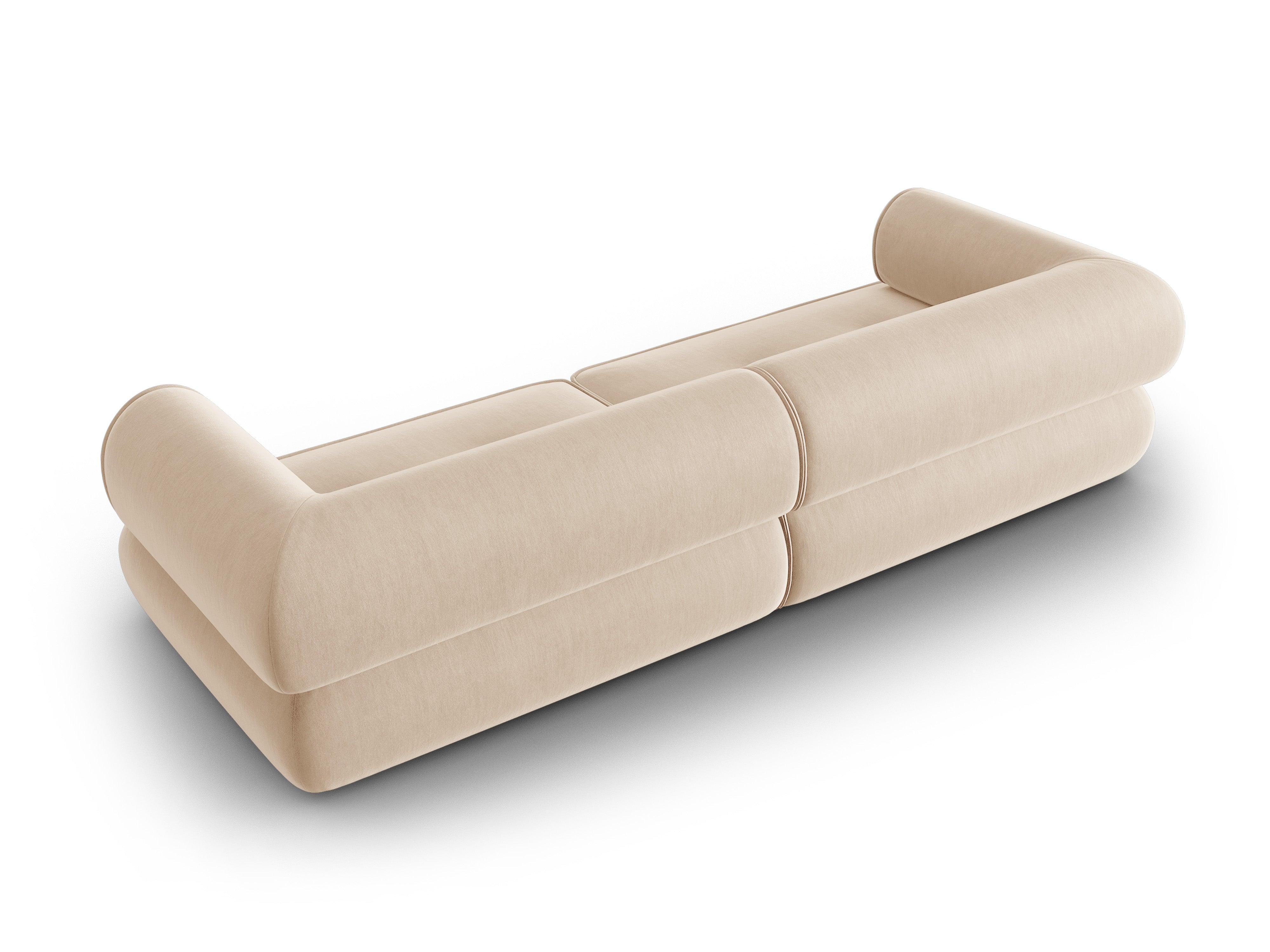 Sofa w tkaninie szenilowej 4-osobowa LILY beżowy Maison Heritage Eye on Design