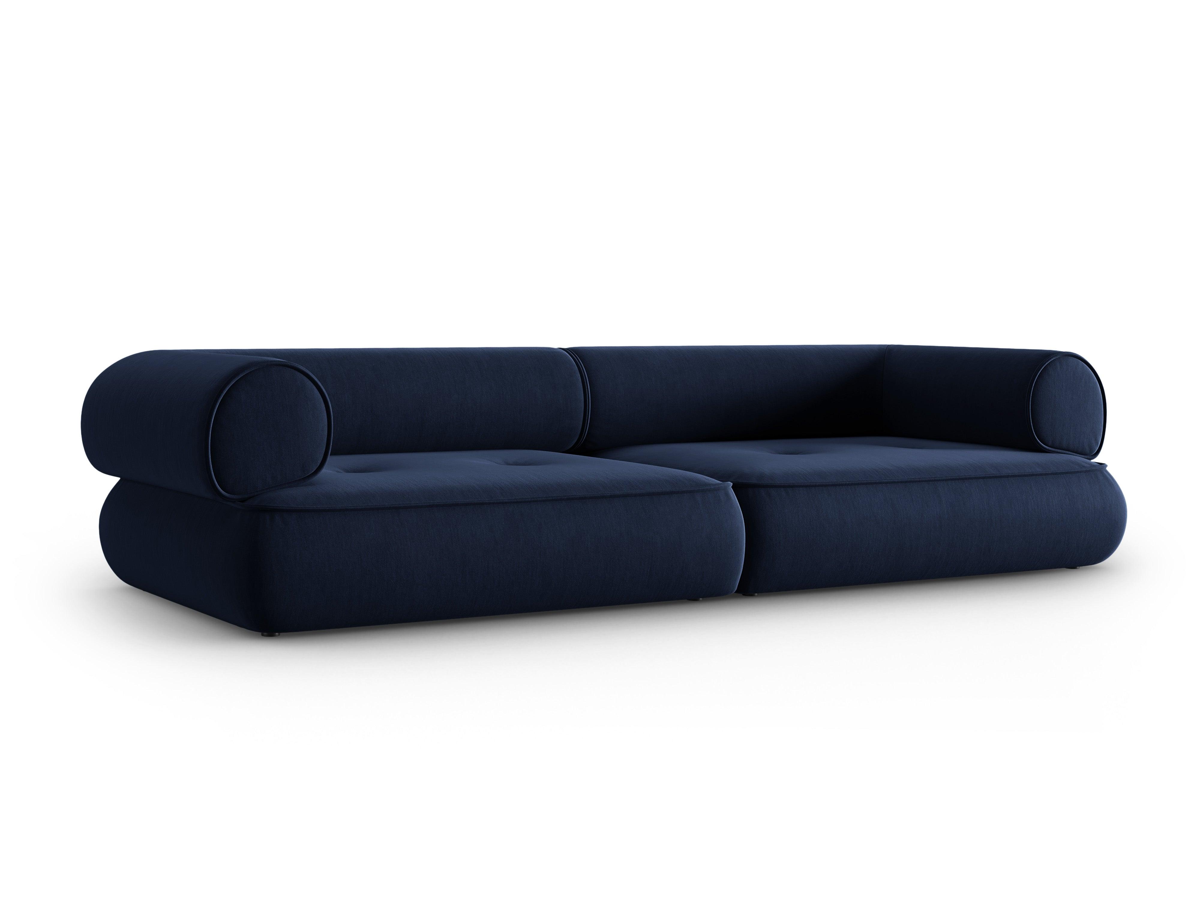 Sofa w tkaninie szenilowej 4-osobowa LILY ciemnoniebieski Maison Heritage Eye on Design