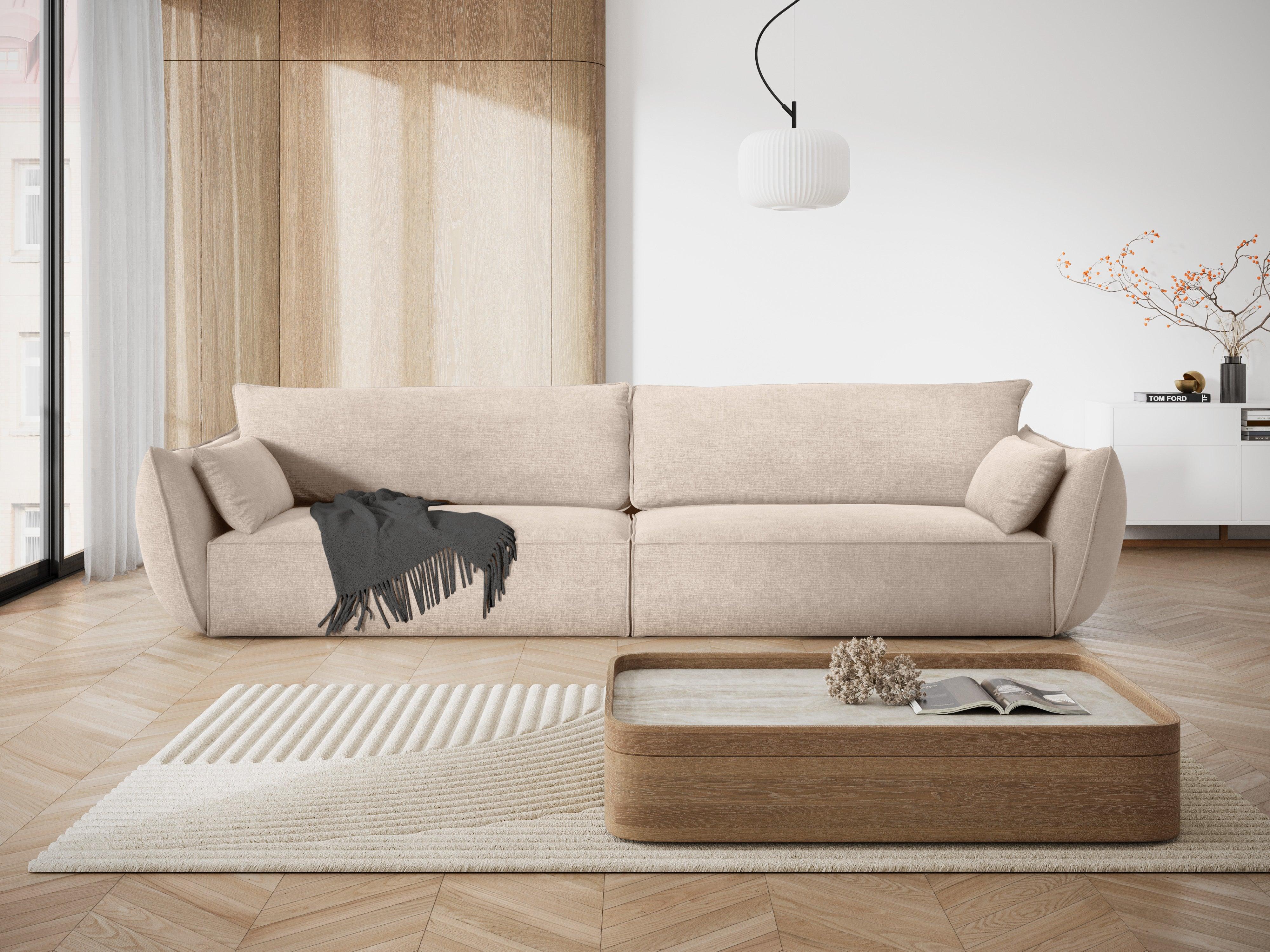 Sofa w tkaninie szenilowej 4-osobowa VANDA beżowy Mazzini Sofas Eye on Design