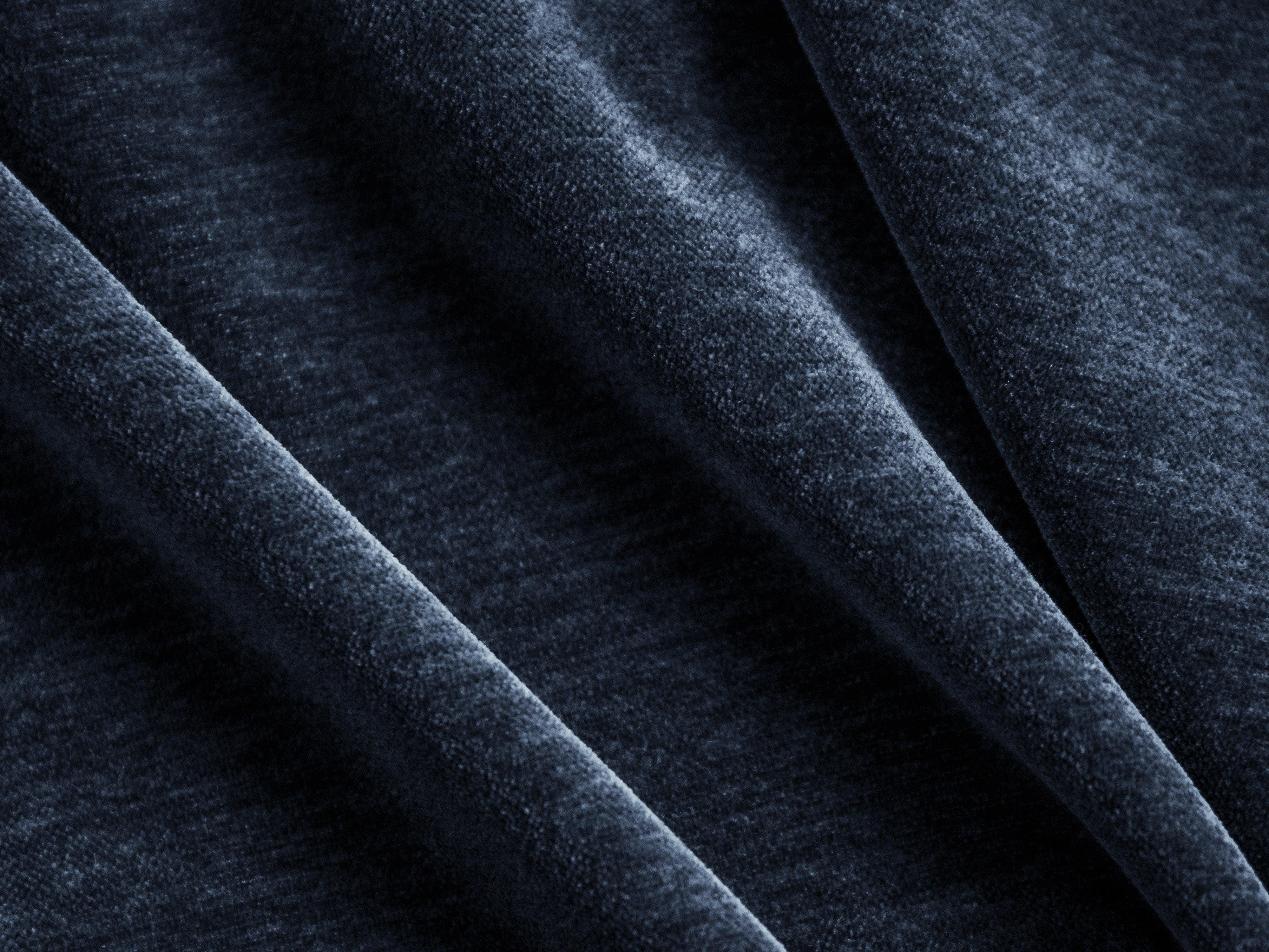 Sofa w tkaninie szenilowej otwarta prawostronna LILY ciemnoniebieski Maison Heritage Eye on Design