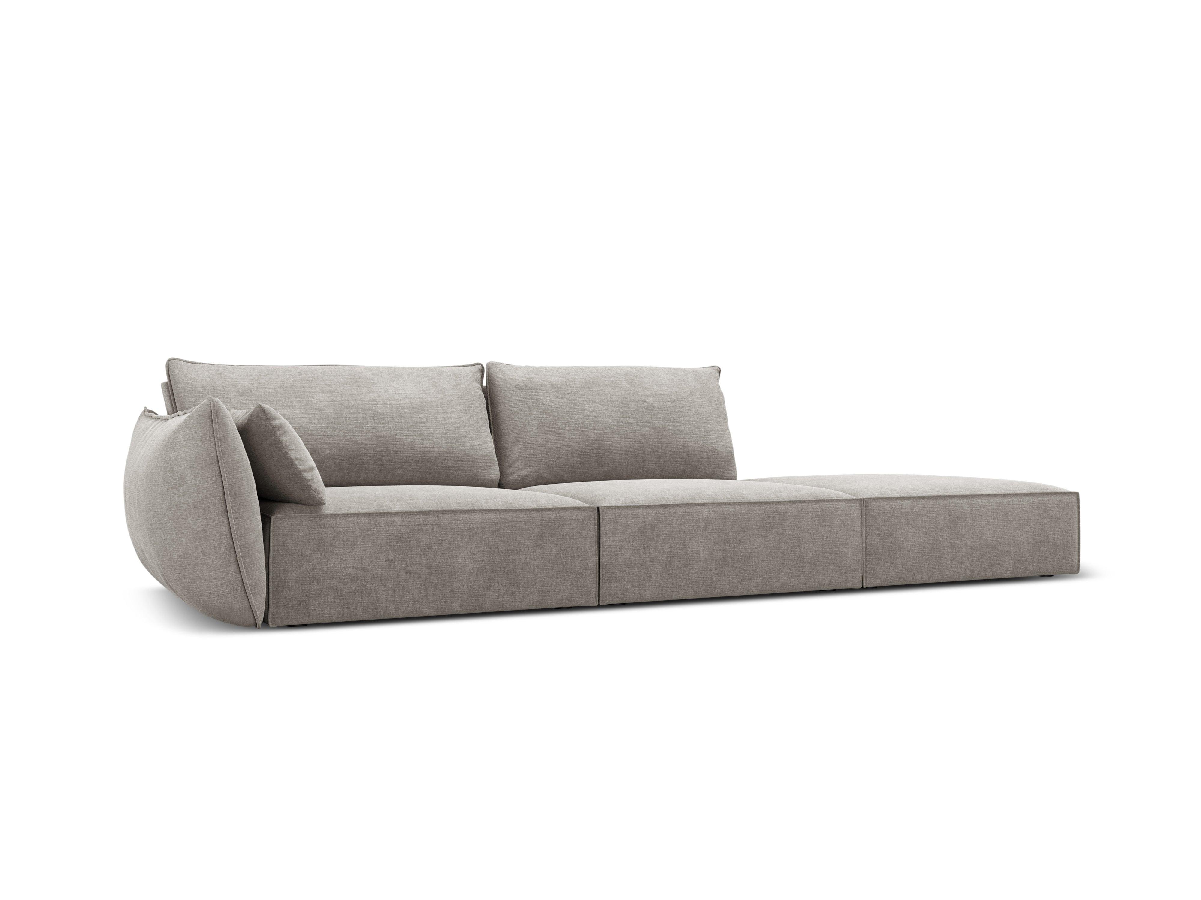 Sofa w tkaninie szenilowej prawostronna otwarta VANDA jasnoszary Mazzini Sofas Eye on Design