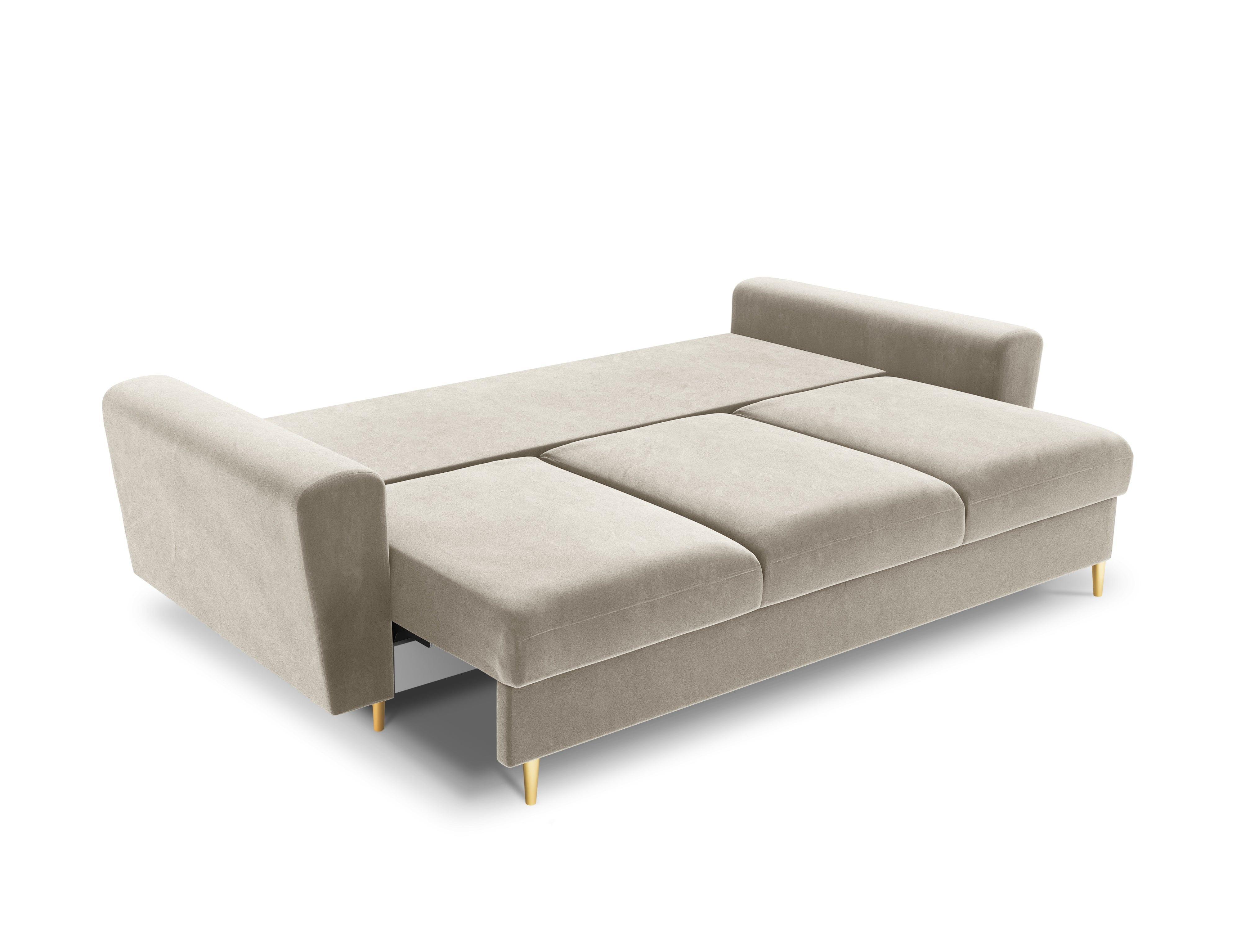 Sofa z funkcją spania KYOTO beżowy ze złotą podstawą Cosmopolitan Design Eye on Design