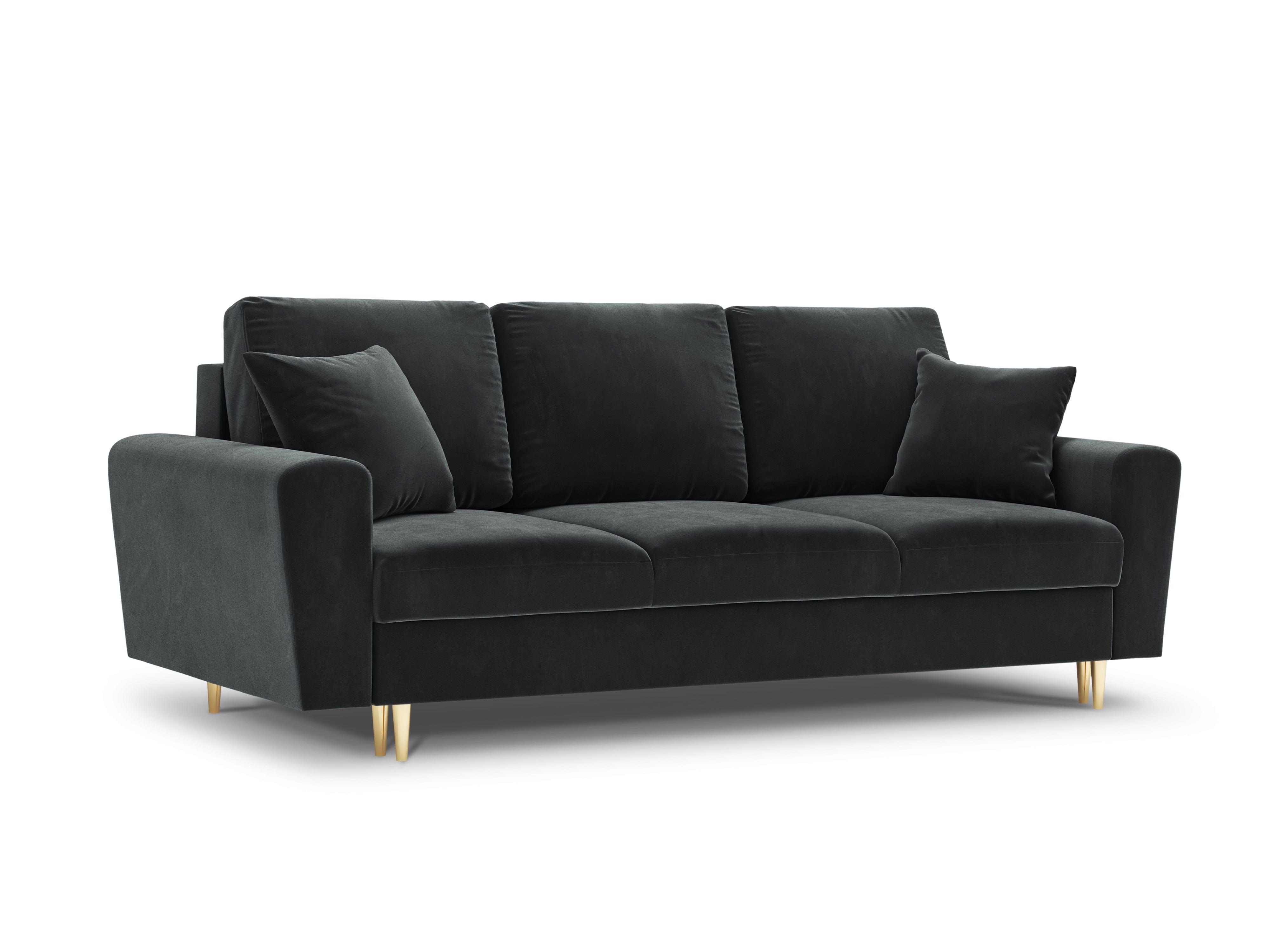 Sofa z funkcją spania KYOTO ciemnoszary ze złotą podstawą Cosmopolitan Design Eye on Design