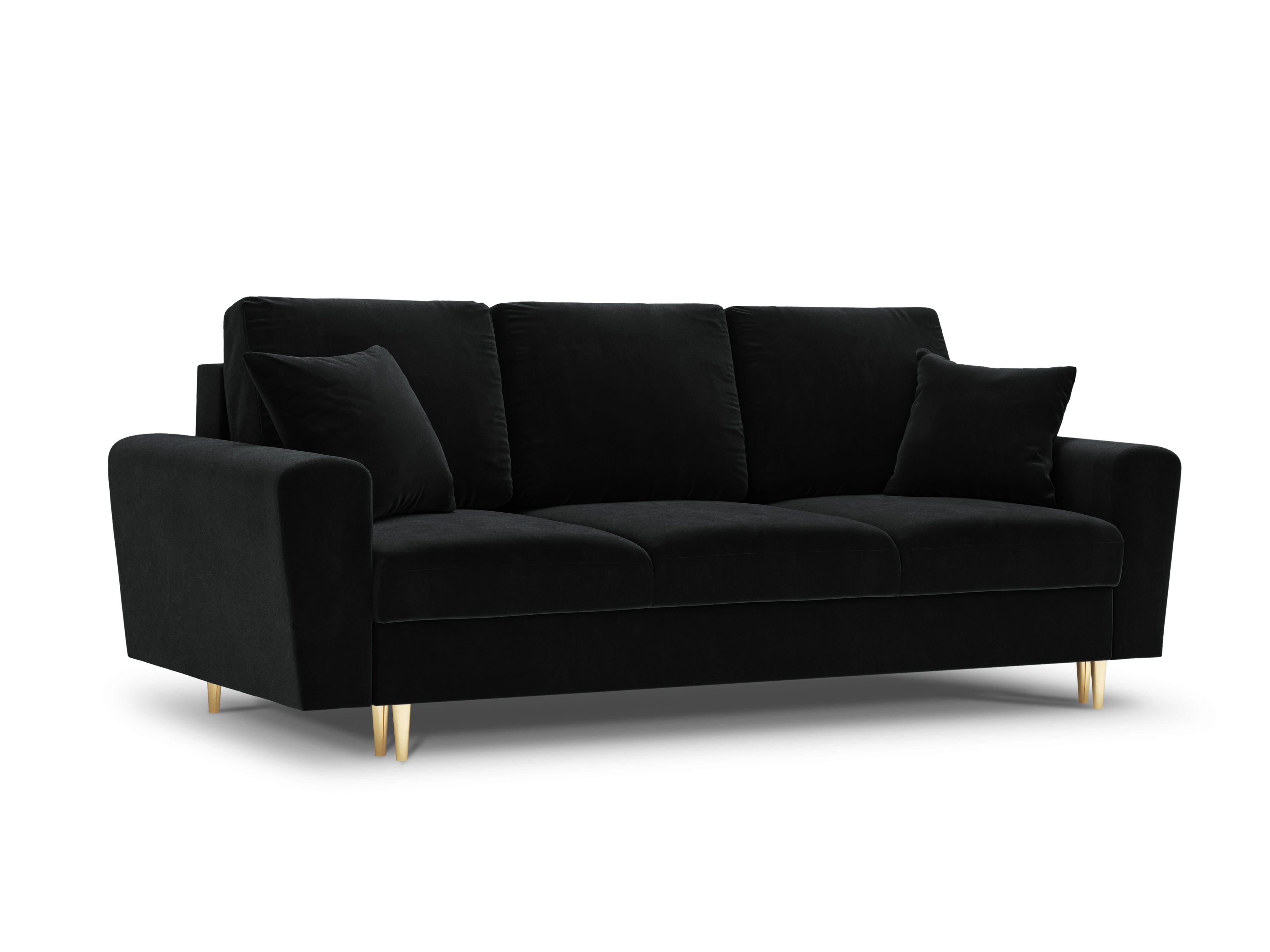 Sofa z funkcją spania KYOTO czarny ze złotą podstawą Cosmopolitan Design Eye on Design