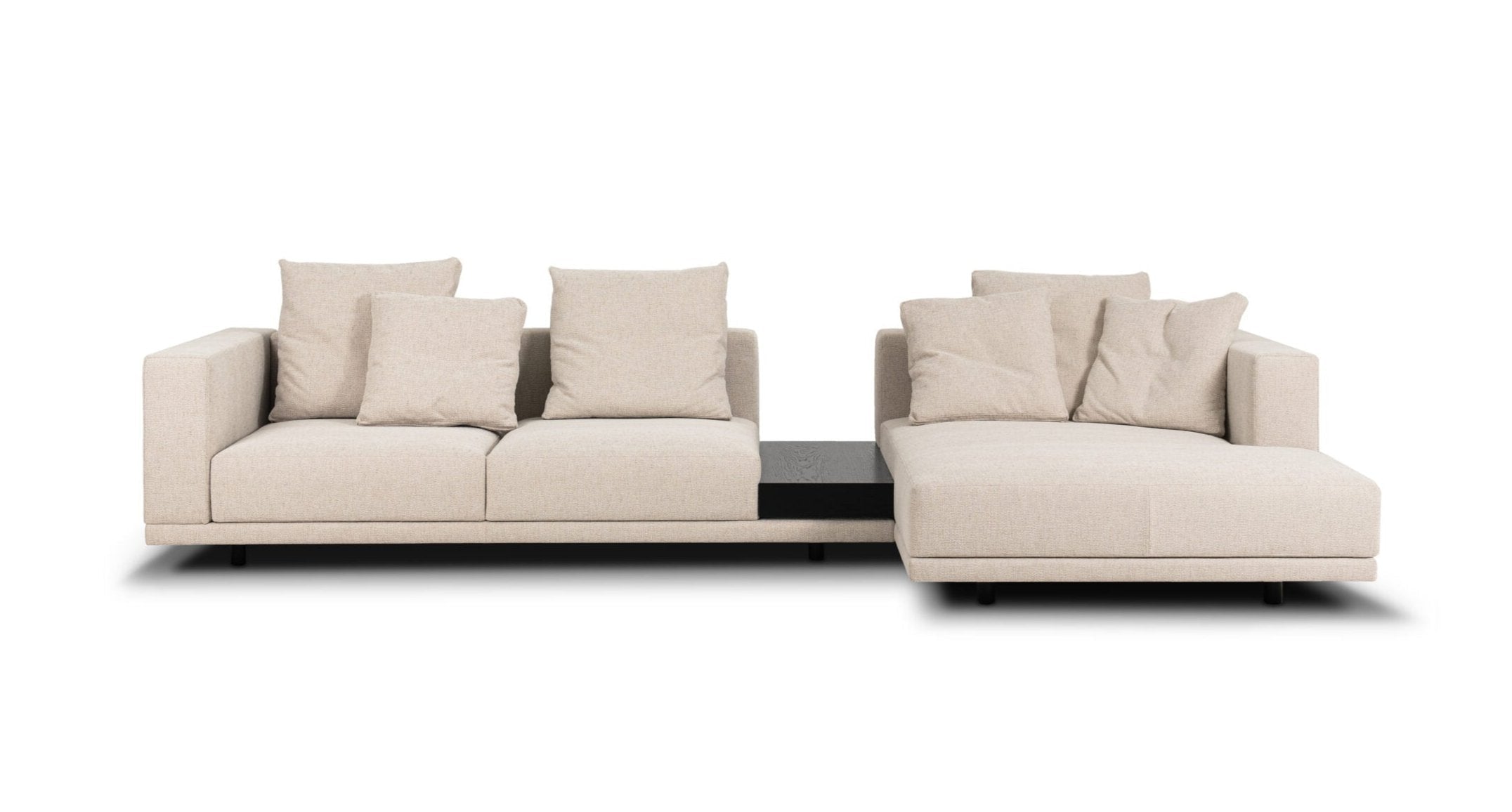 Modulárny rohový gauč s poličkou CLASSIC čierny podstavec