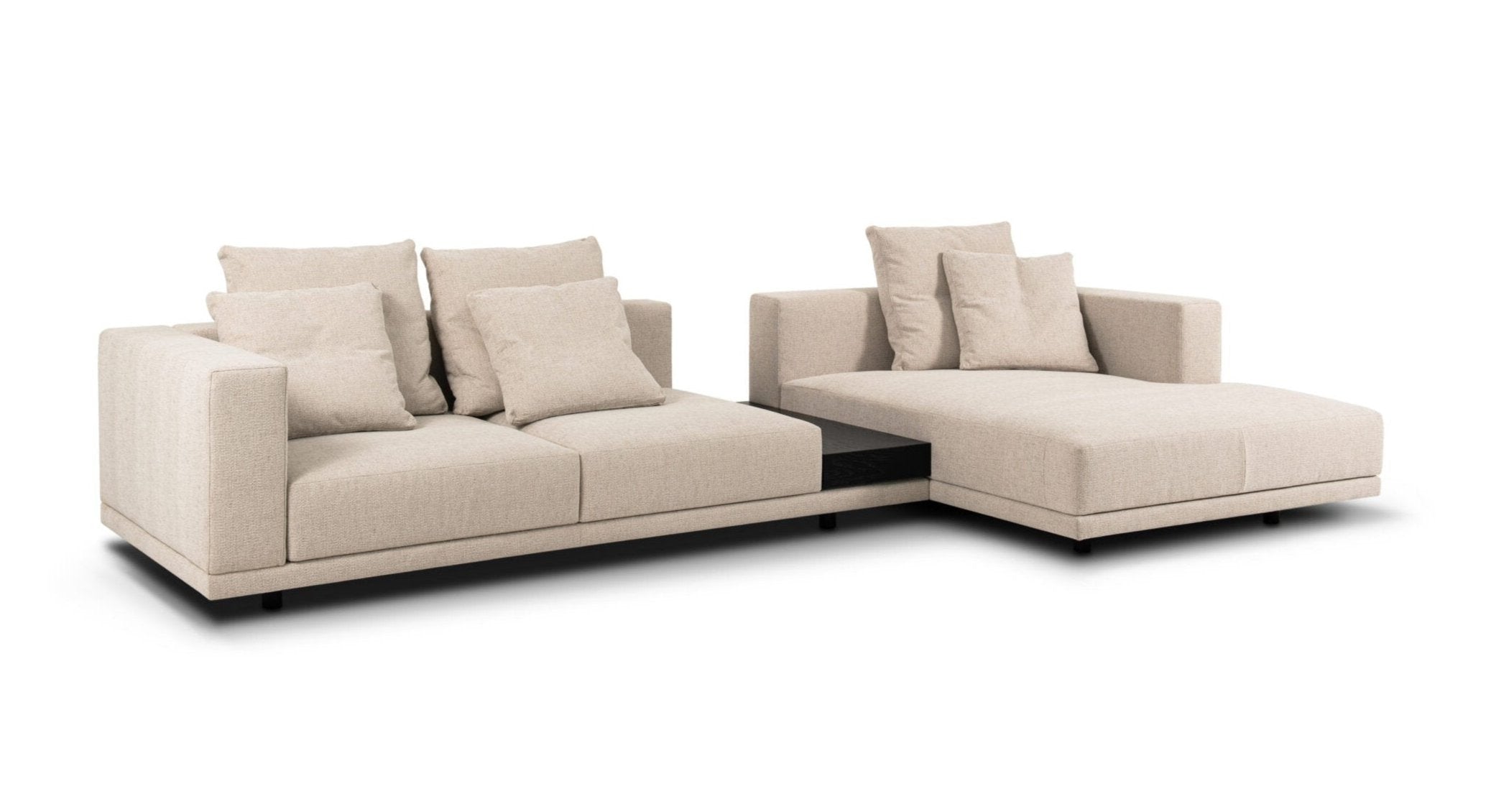 Modulárny rohový gauč s poličkou CLASSIC čierny podstavec