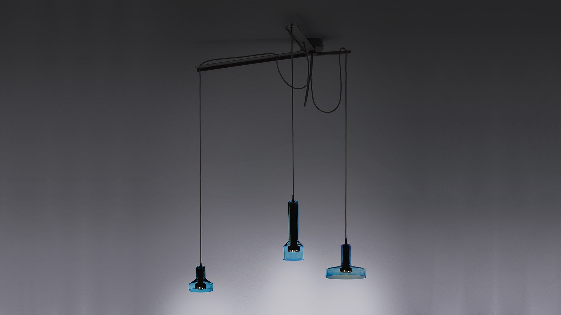 STABLIGHT pendant lamp in olive with aquamarine and brown