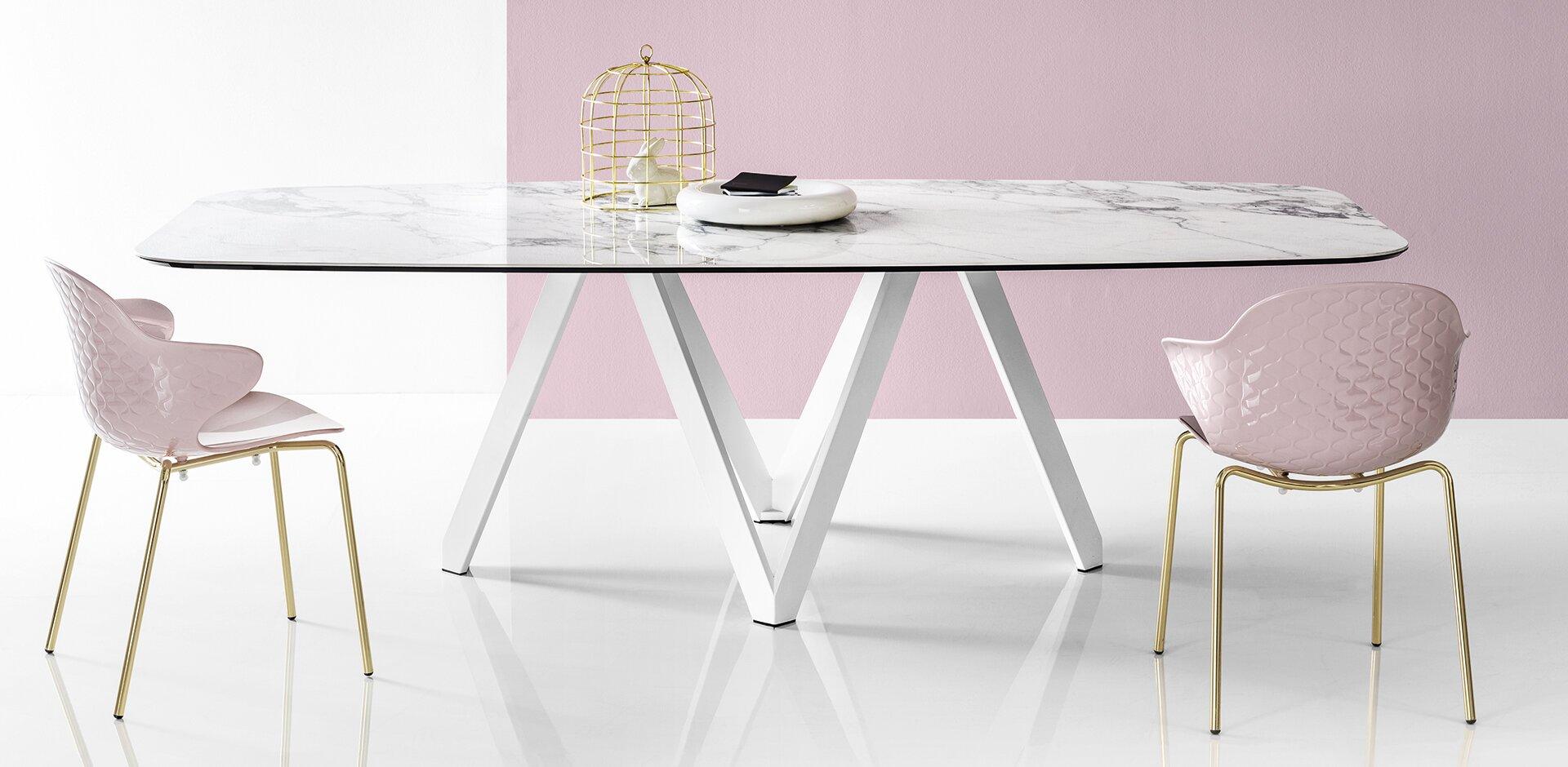 Stół CARTESIO jasnoszara ceramika z drewnianą podstawą Calligaris Eye on Design