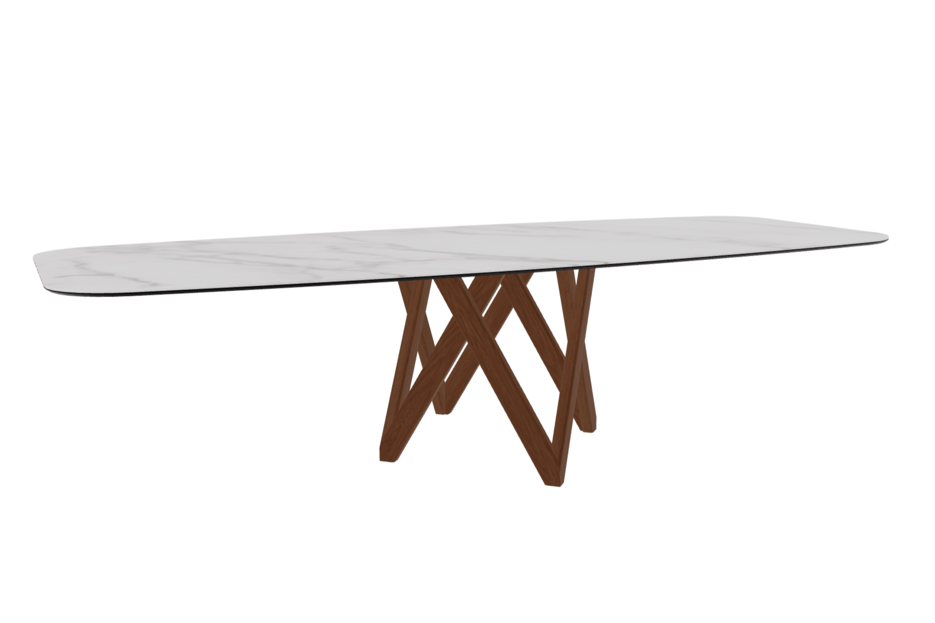 Stół CARTESIO kremowy marmur z drewnianą podstawą Calligaris 300 cm orzechowy Eye on Design