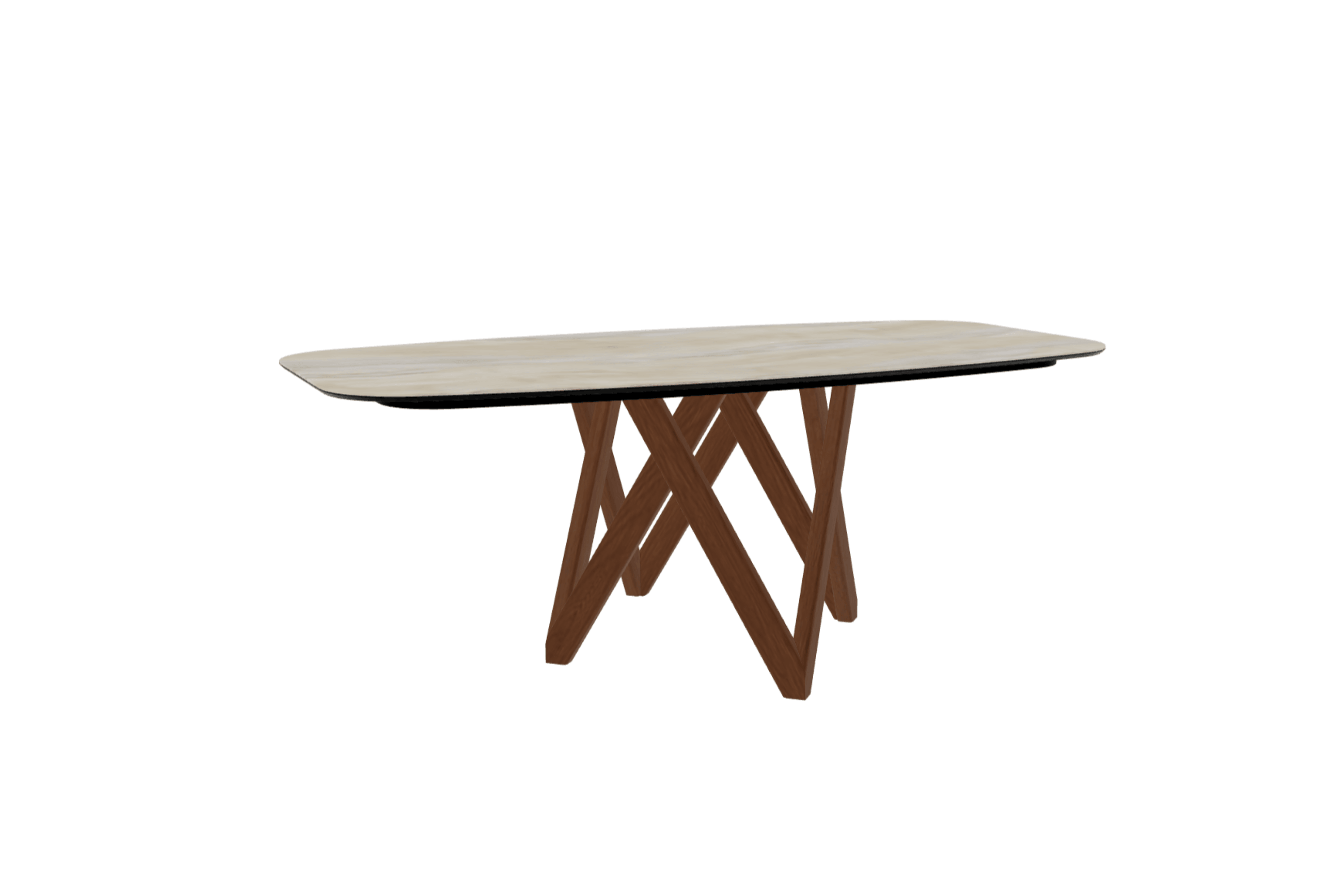 Stół CARTESIO piaskowy marmur z drewnianą podstawą Calligaris 200 cm orzechowy Eye on Design