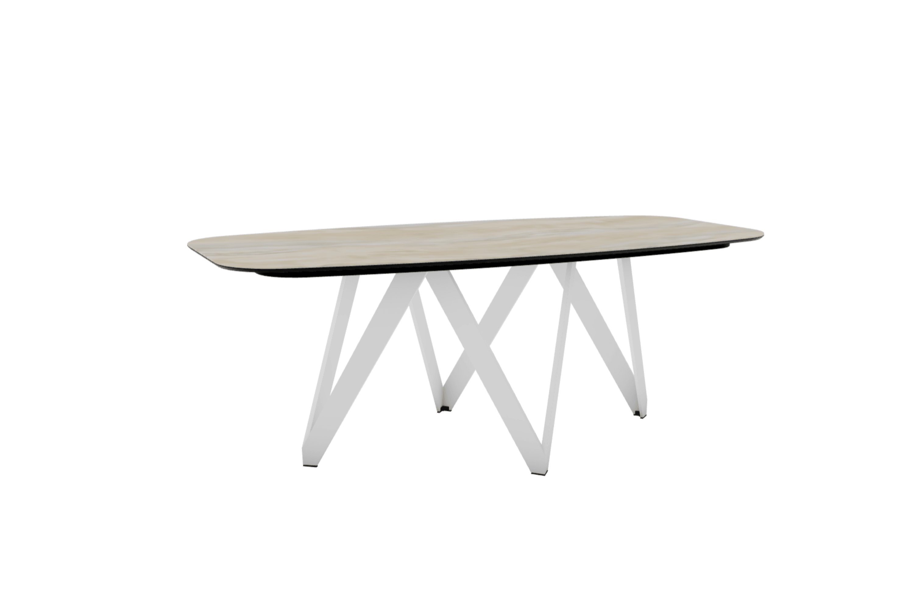 Stół CARTESIO piaskowy marmur z metalową podstawą Calligaris 200 cm matowa biel Eye on Design