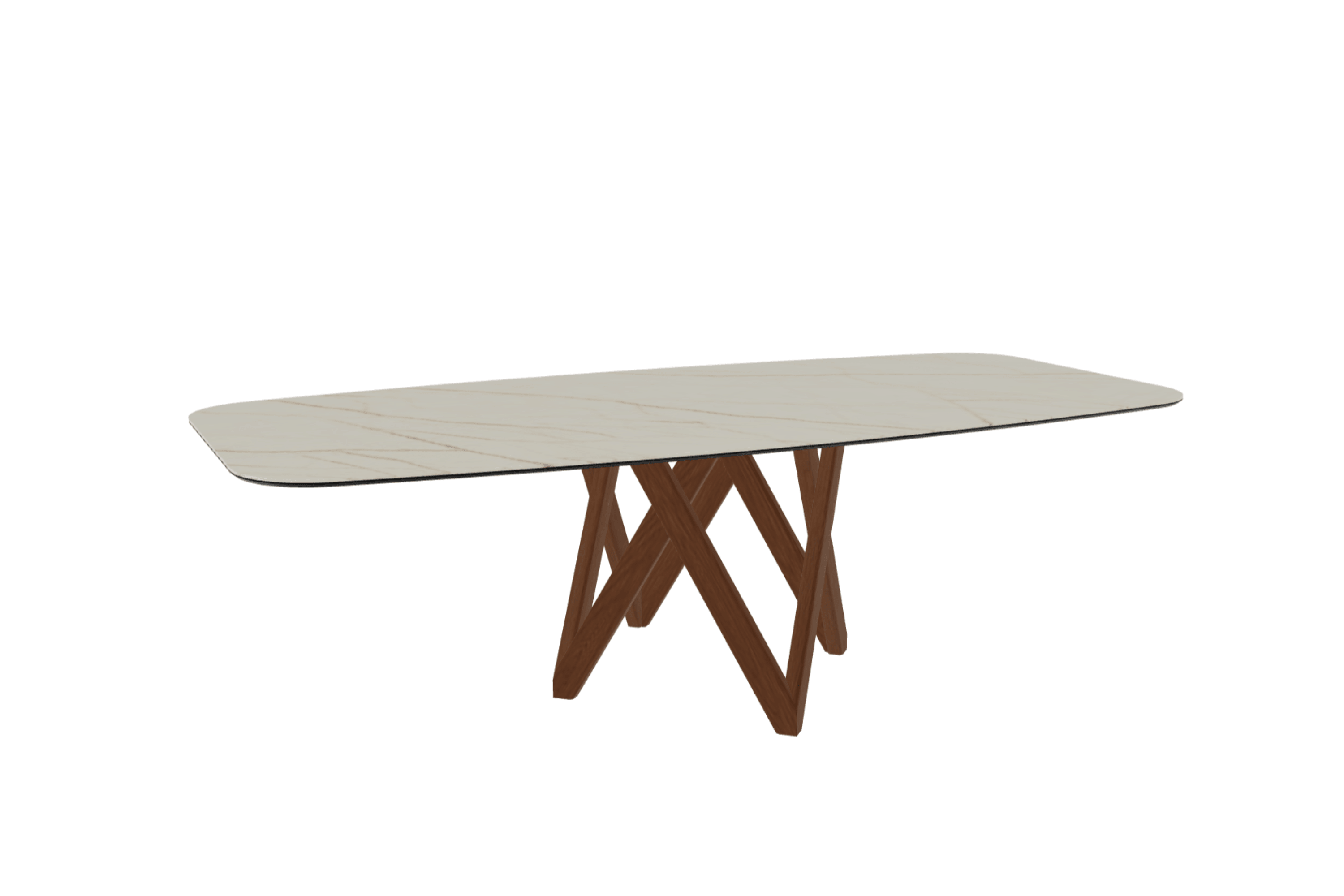 Stół CARTESIO złoty marmur z drewnianą podstawą Calligaris 250 cm orzechowy Eye on Design