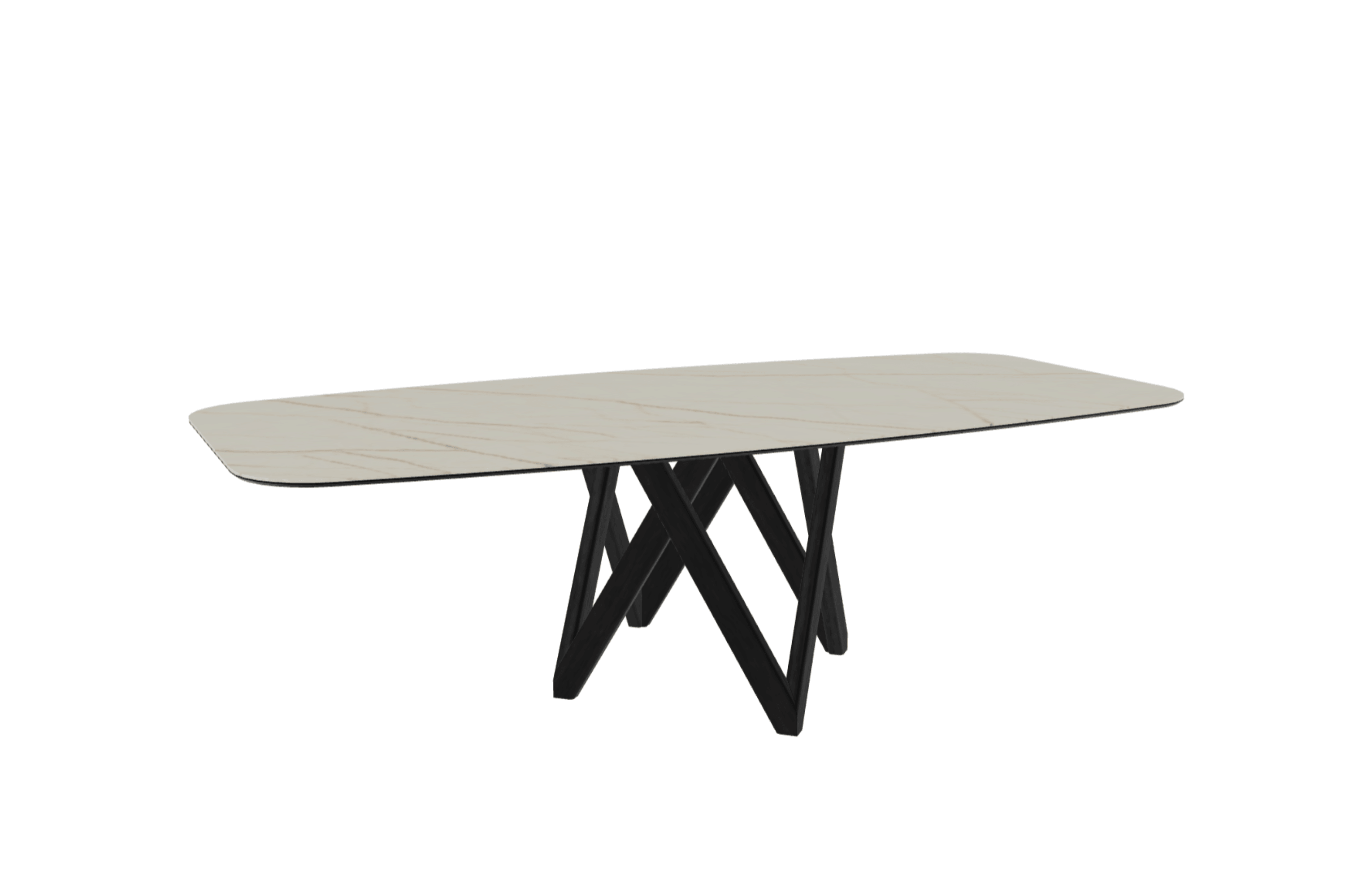 Stół CARTESIO złoty marmur z drewnianą podstawą Calligaris 250 cm matowa czerń Eye on Design