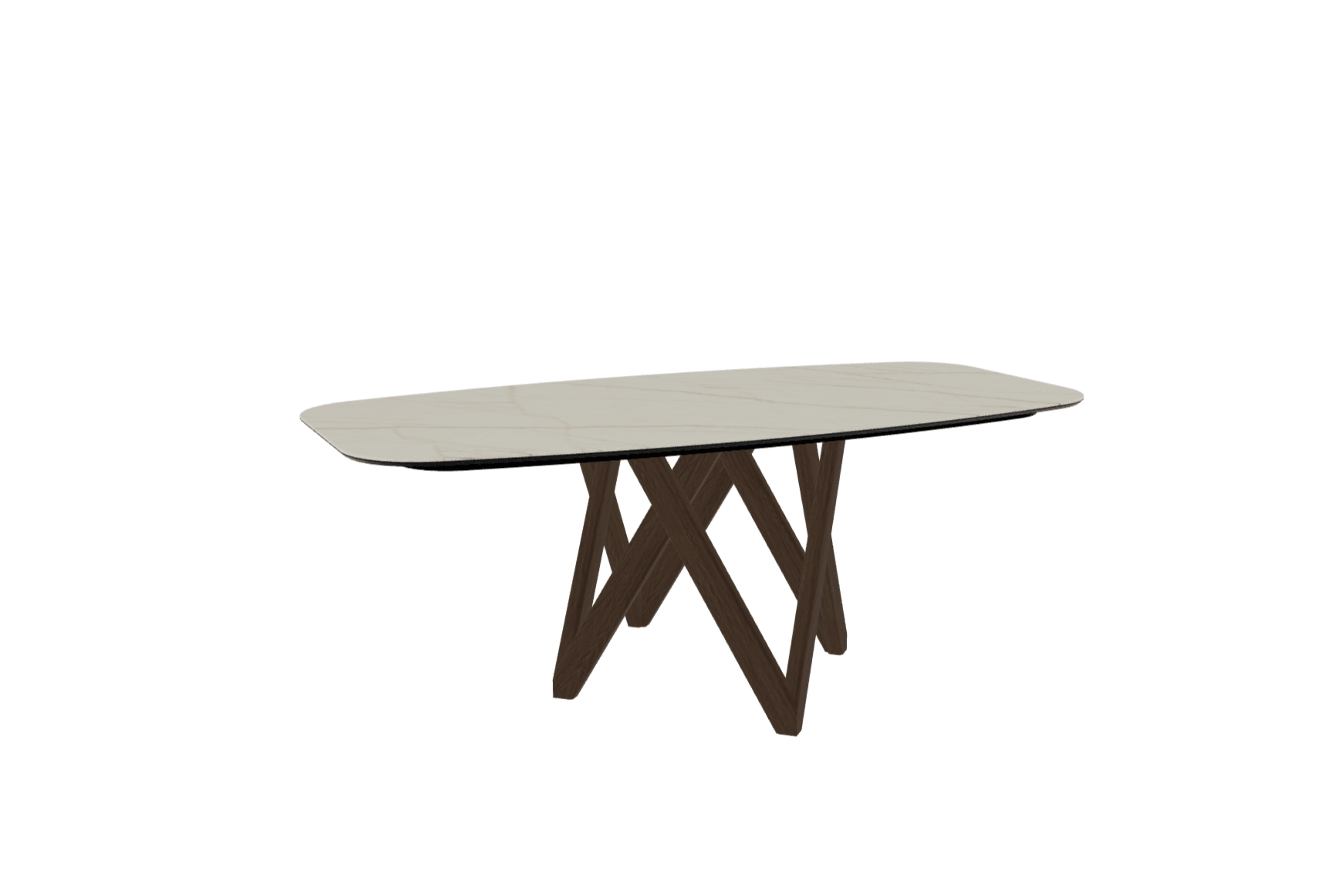 Stół CARTESIO złoty marmur z drewnianą podstawą Calligaris 200 cm ciemnobrązowy Eye on Design